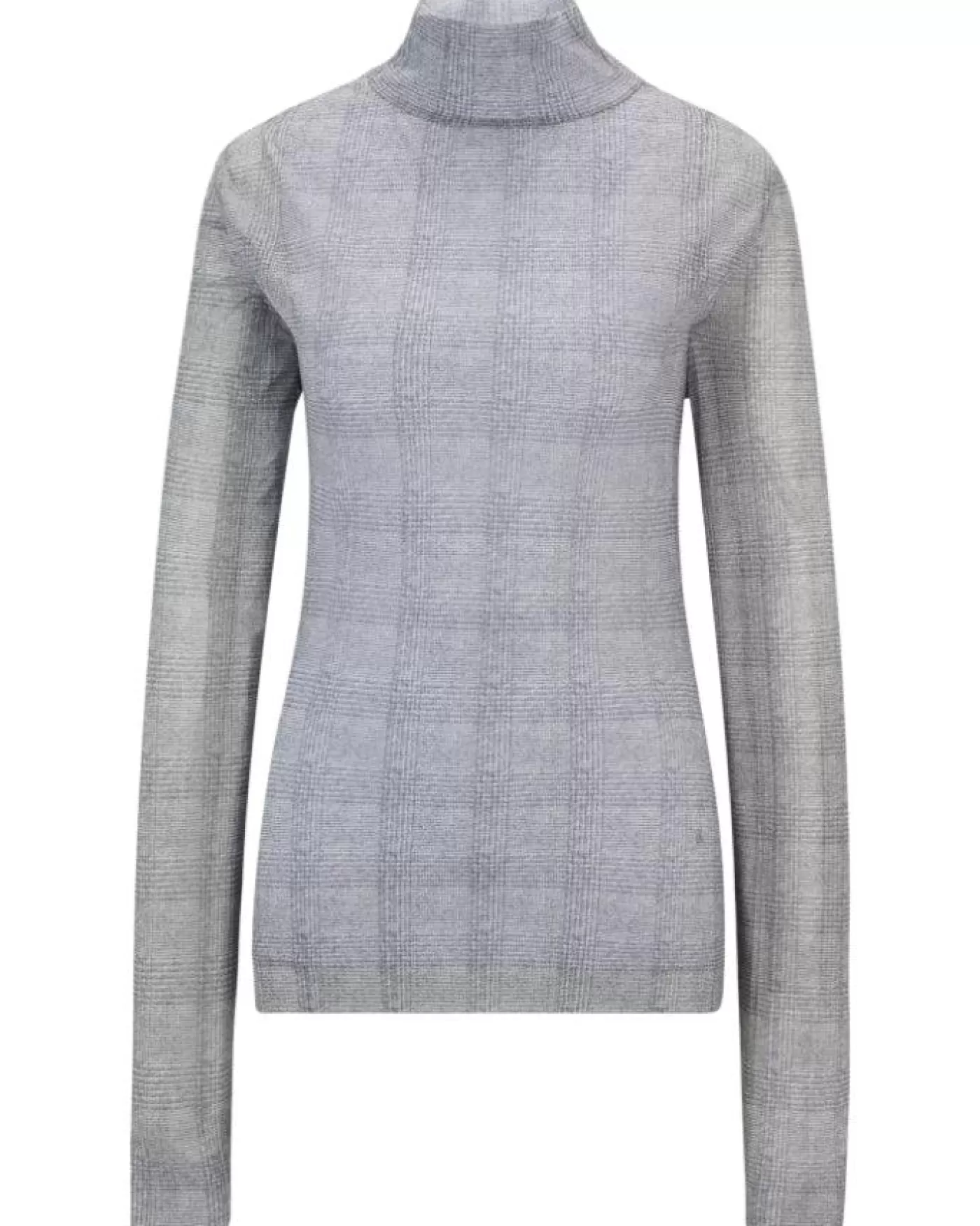 Boss Hugo Emata Plaid Tulle Turtleneck GREY Cheap