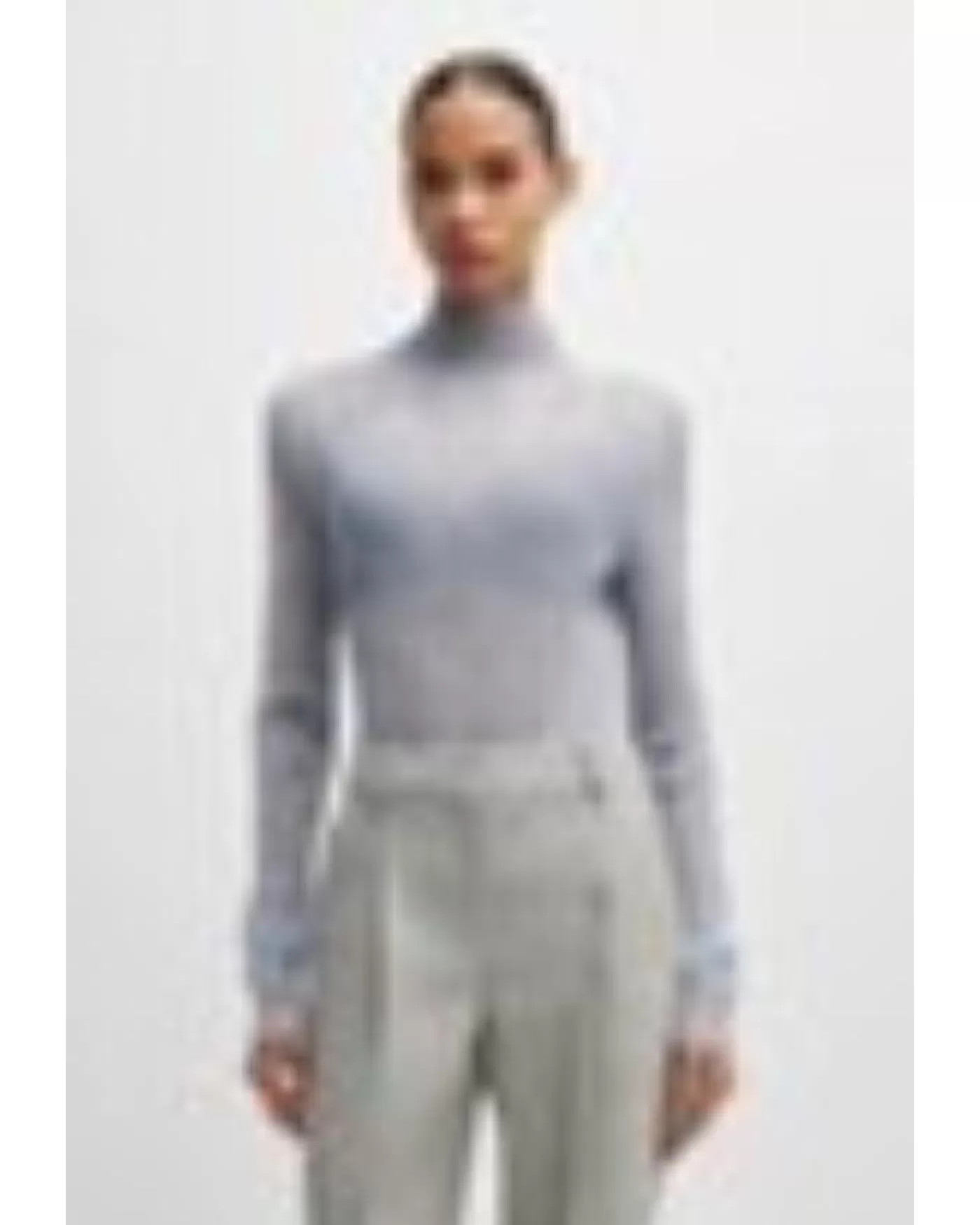 Boss Hugo Emata Plaid Tulle Turtleneck GREY Cheap