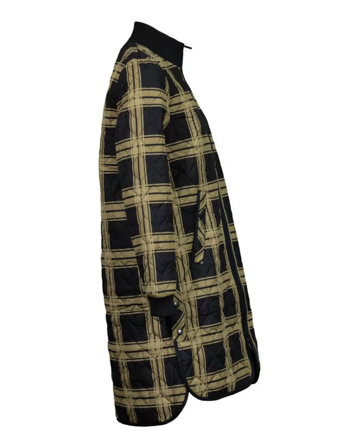 Ilse Jacobsen Long Quilted Check Print Coat Black Best