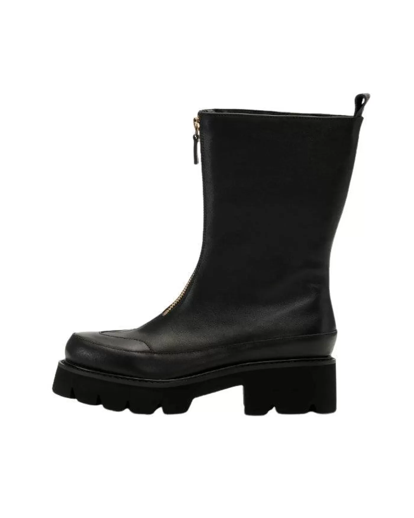 Ilse Jacobsen Miley Leather Front Zip Calf Boot Black Clearance