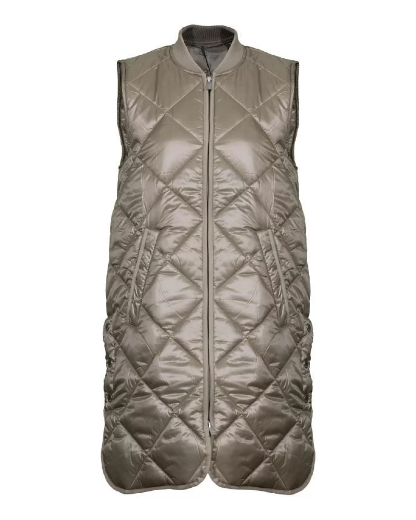 Ilse Jacobsen Pearl01 Qulted Long Vest TAUPE Cheap