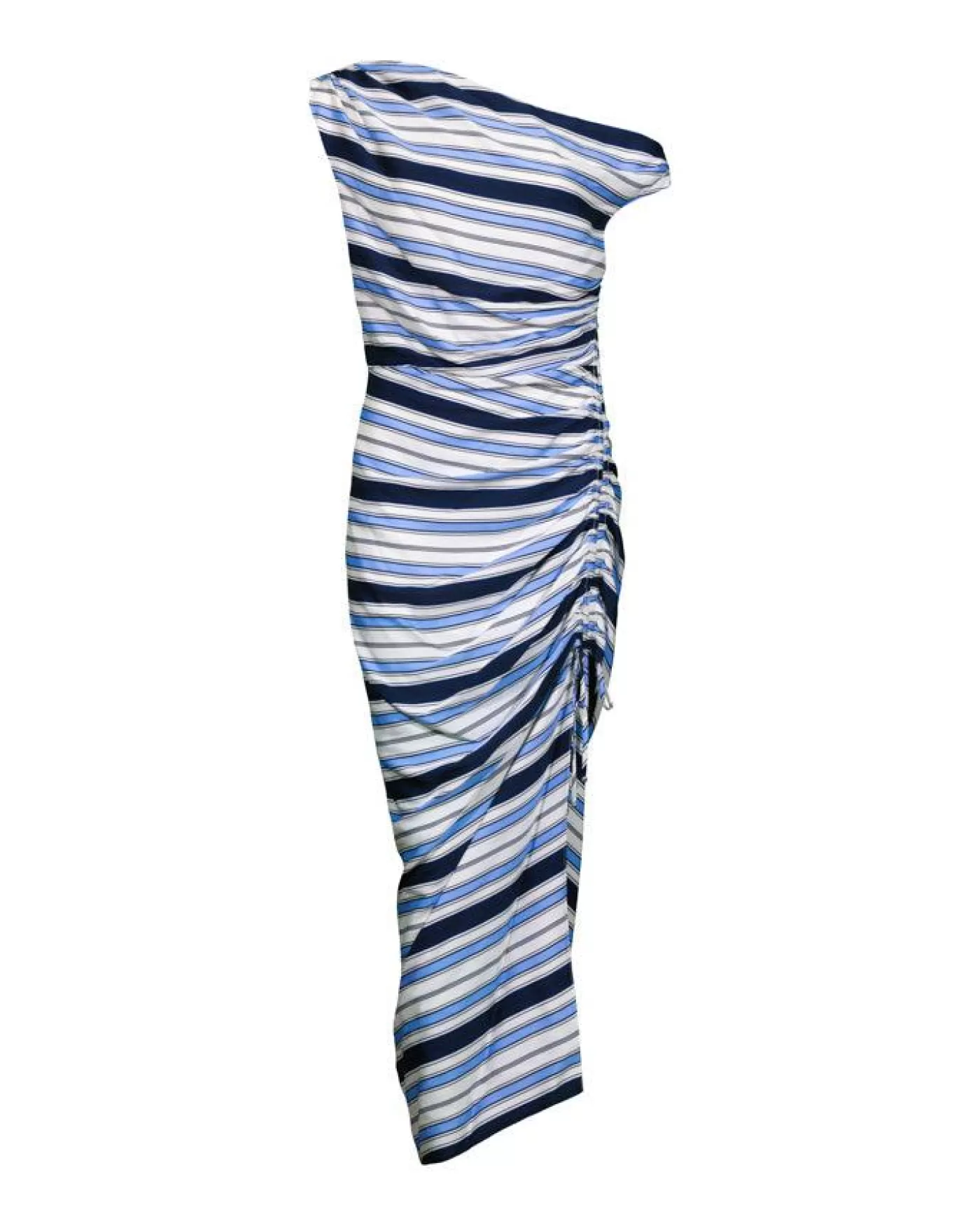 Veronica Beard Kadie Stretch Silk Charmeuse Stripe Dress - OFFWHITE/BLUE Best