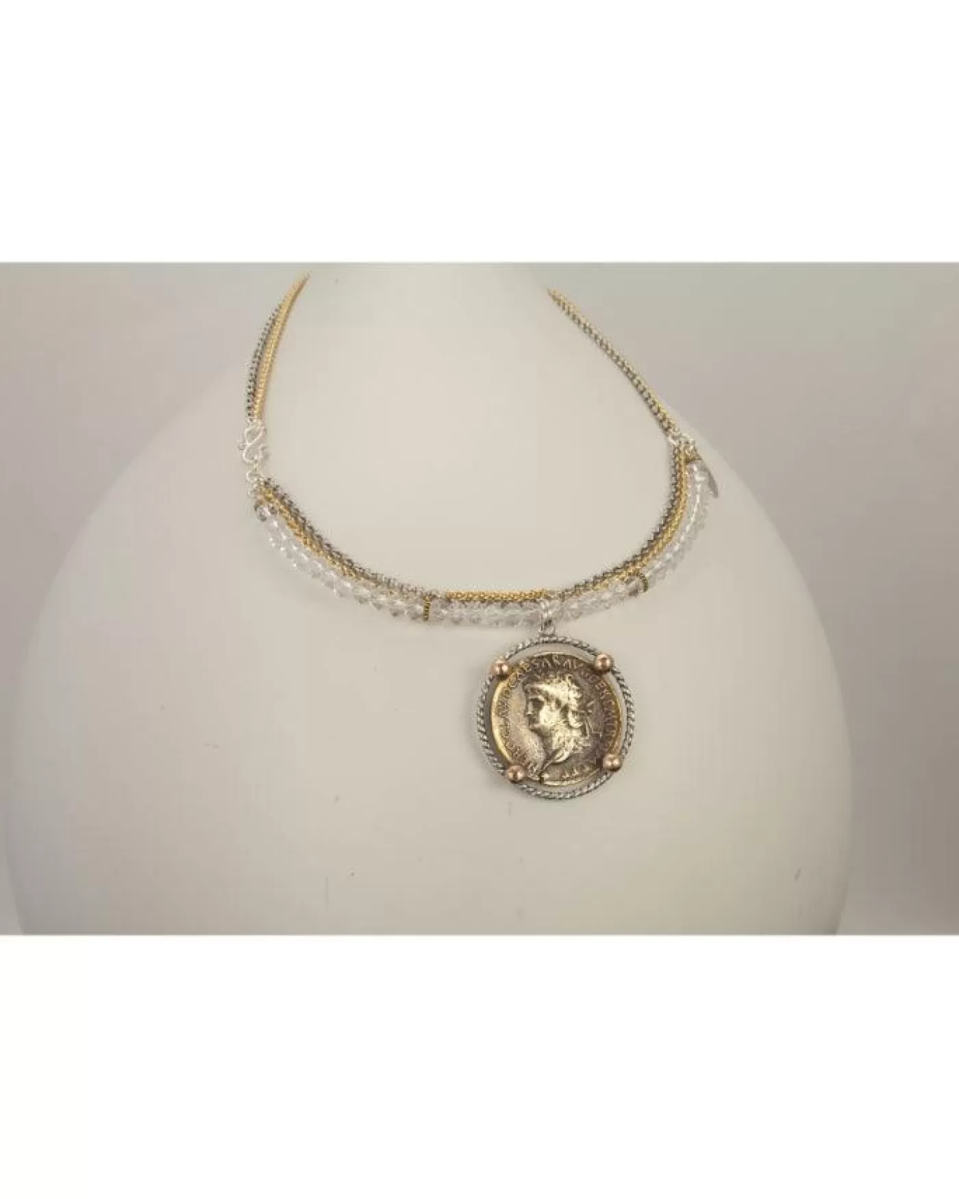 Karyn Chopik Crystal Roman Coin Necklace SILVER/BRONZE/GOLD Outlet