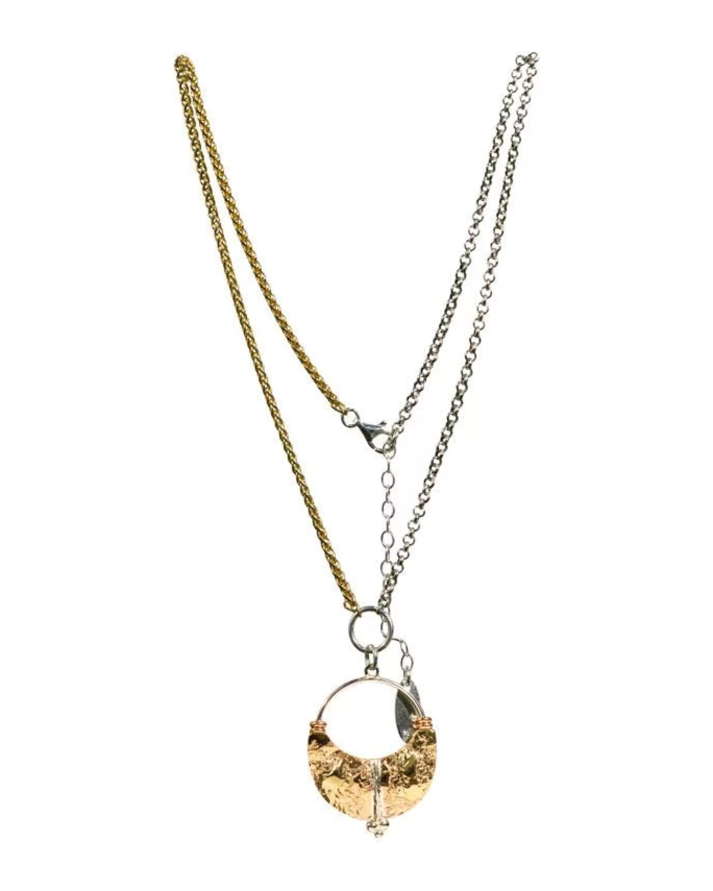 Karyn Chopik Grecian Textured Pendant On Gold-Sliver Necklace SILVER/BRONZE/GOLD Best