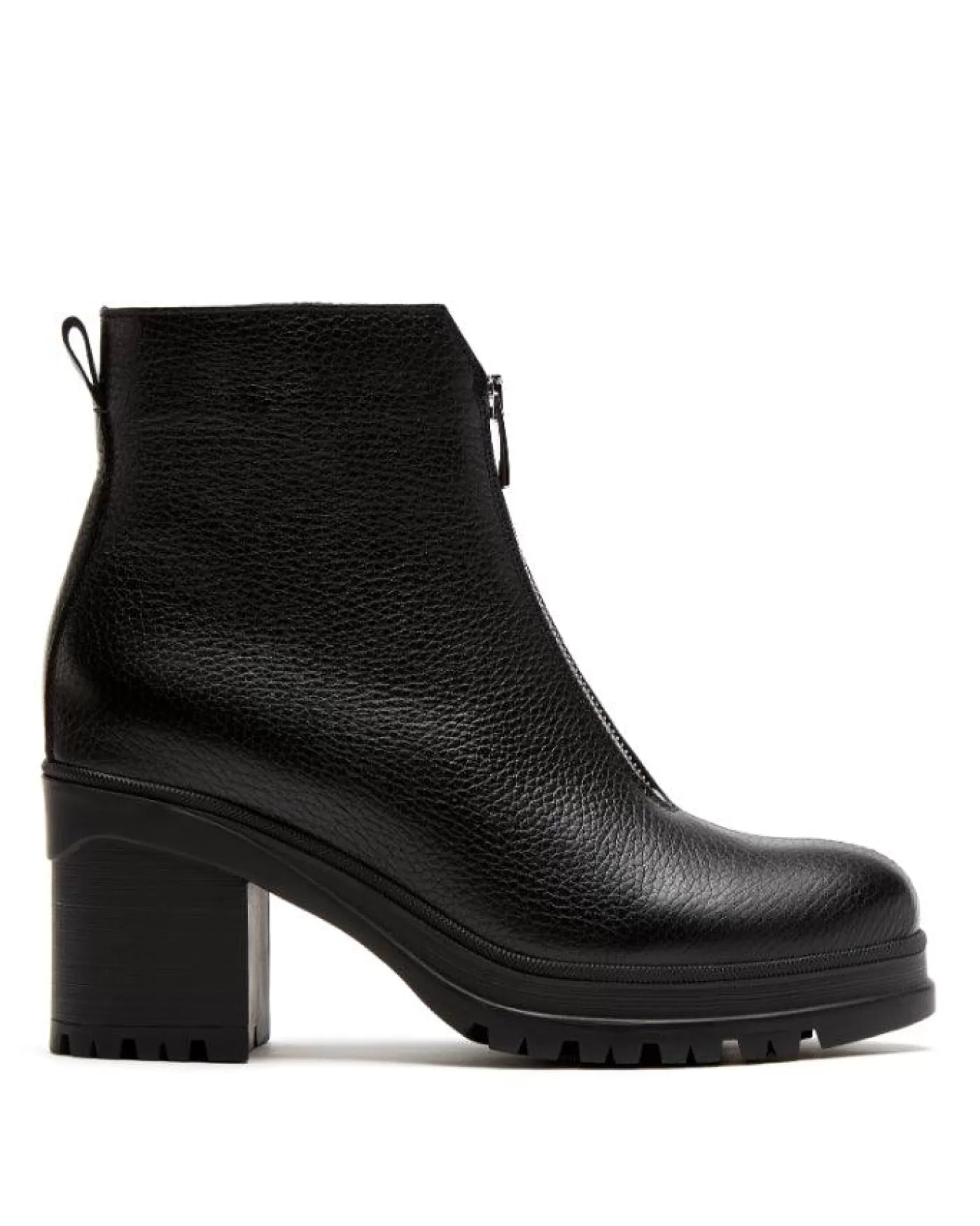 La Canadienne Penn Leather Zip Front Ankle Boot BLACKPEBBLE New
