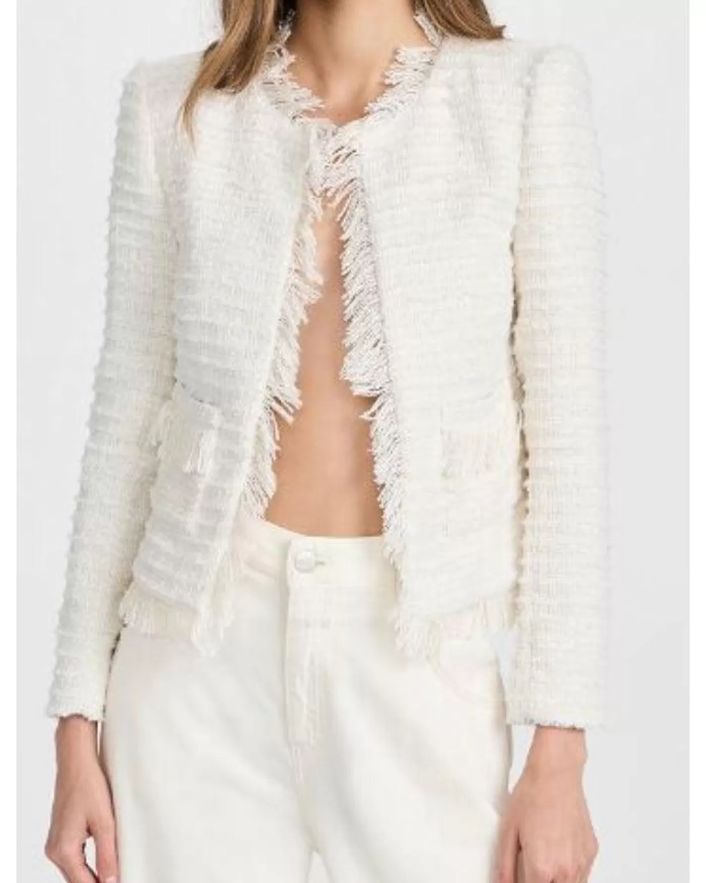 L'Agence Angelina Tweed Blazer Ivory Best