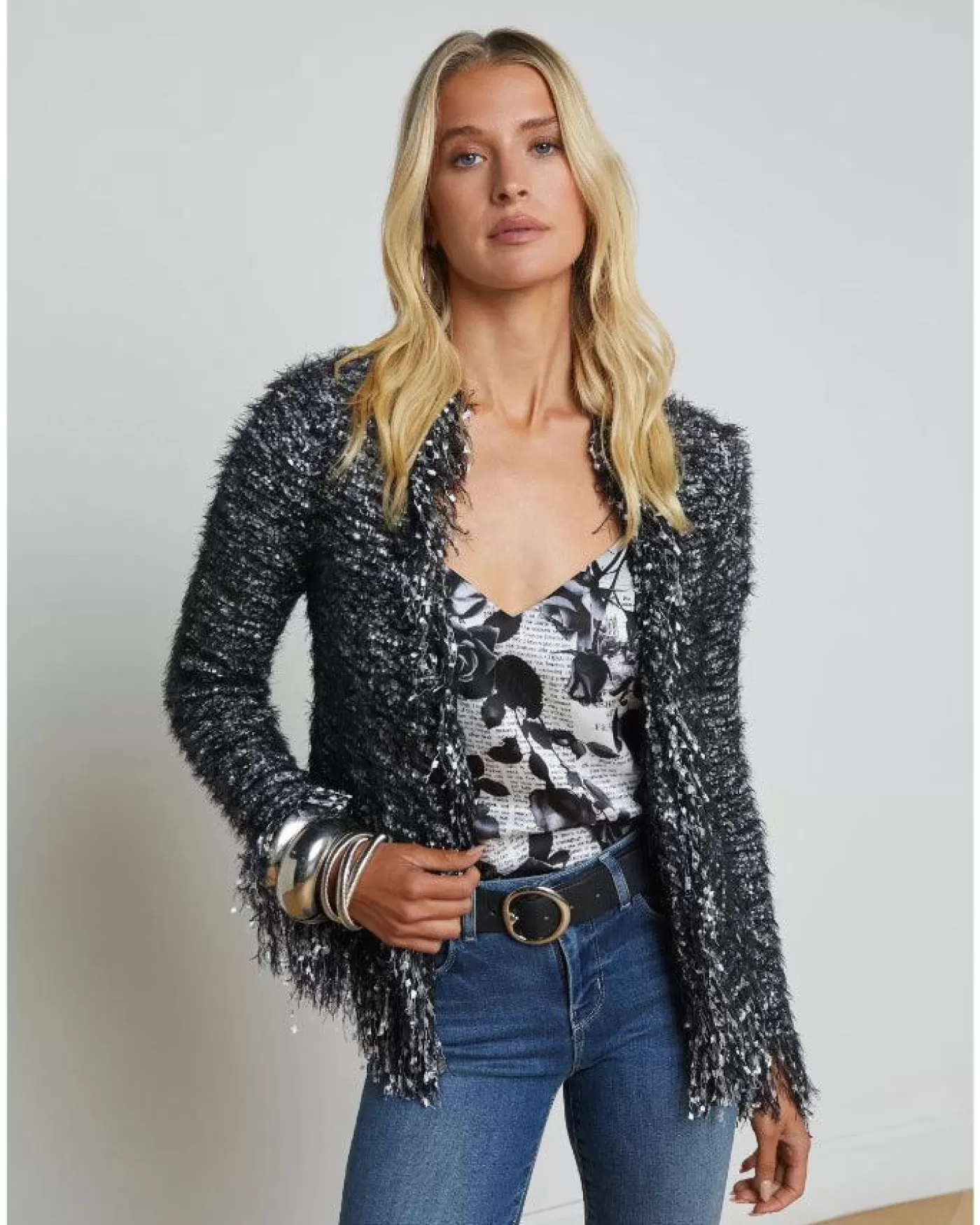 L'Agence Azure Knit Cardigan Blazer Store