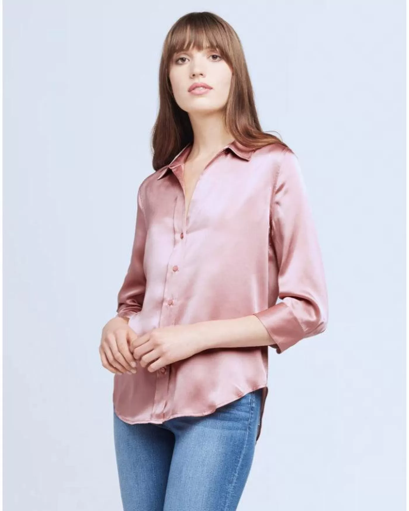 L'Agence Dani 3/4 Sleeve Silk Blouse Discount