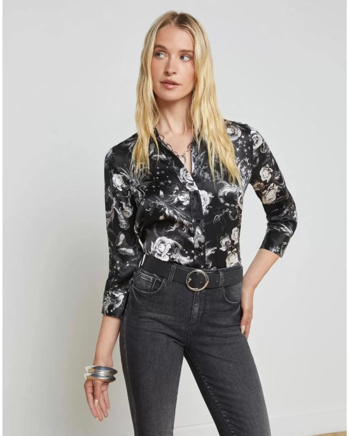 L'Agence Dani Black Zodiac Blouse BLACKMULTIZODIAC Clearance