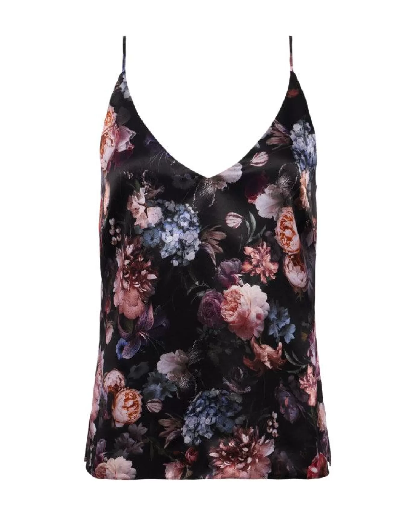 L'Agence Gabriella Floral Silk Camisole BLACKMULTIVINTAGEOILFLOWER Store