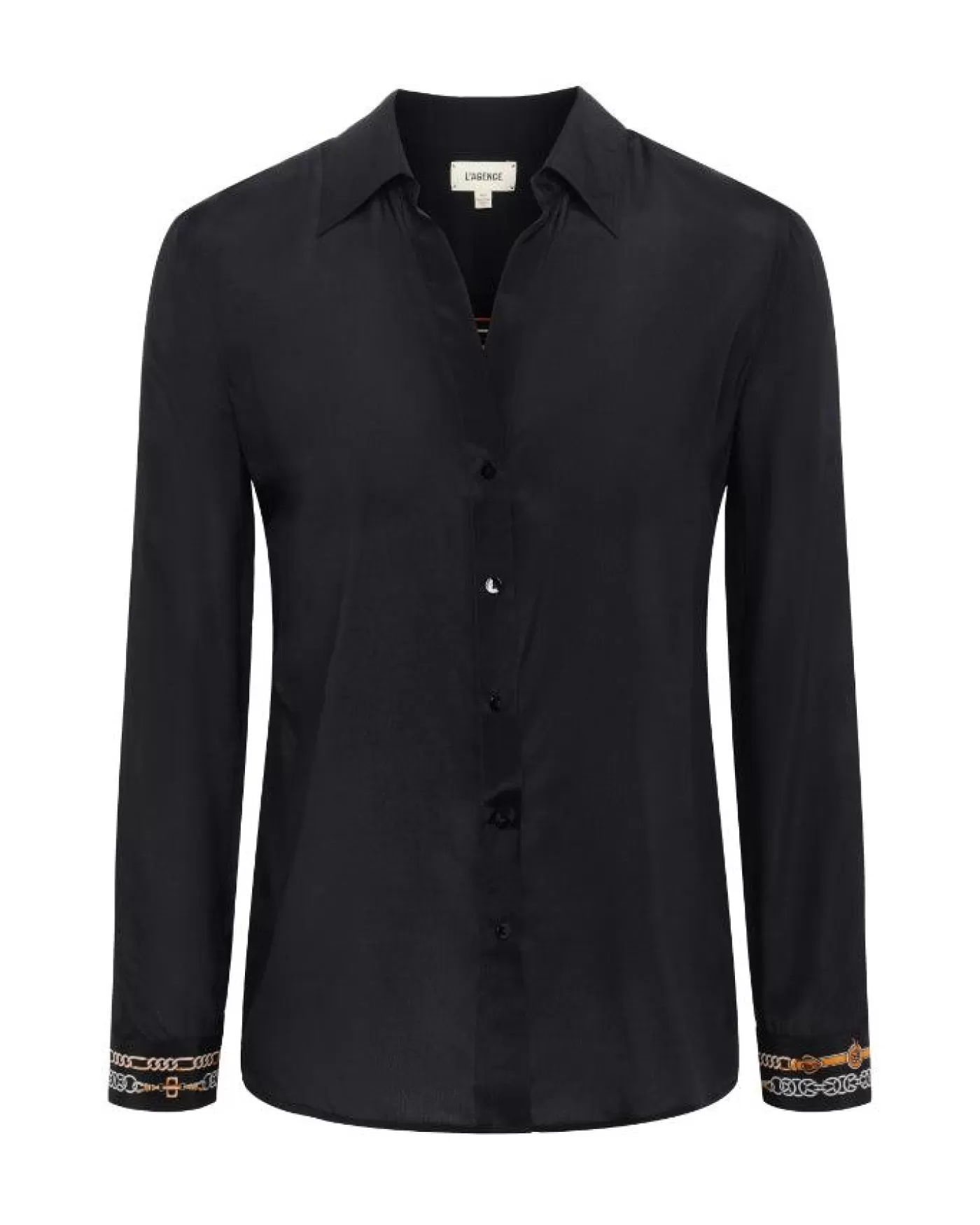 L'Agence Gio Blouse BLACK/CAMELBUCKLESCARF Best Sale