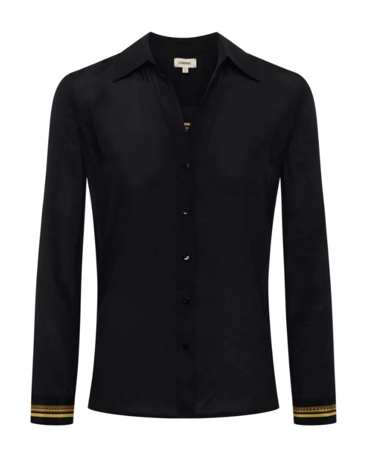L'Agence Gio Silk Blouse BLK/GLDBAROCCOSWIRLSCARF Outlet
