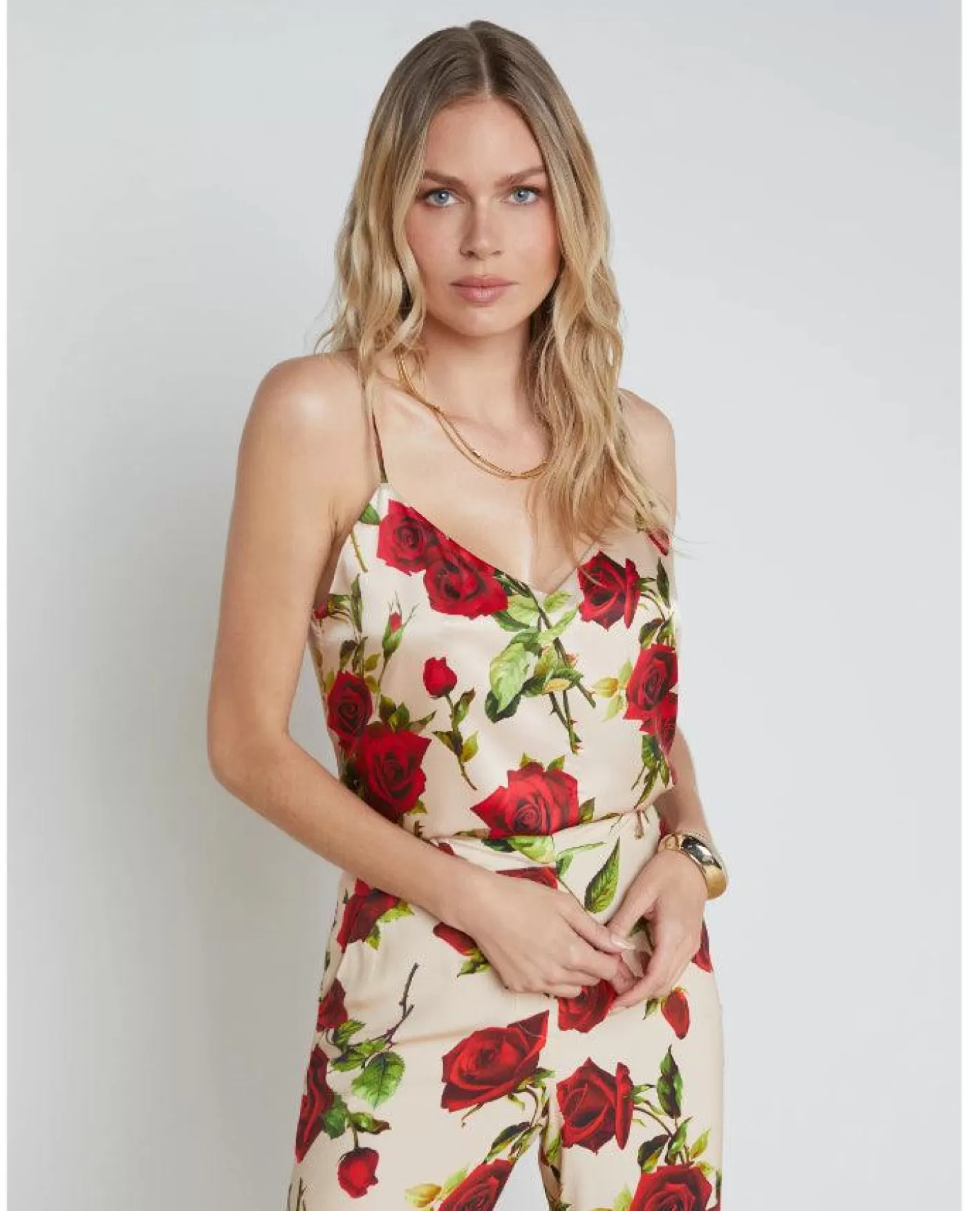 L'Agence Jane Silk Romantic Rose Camisole SAND/REDROMANTICROSE Shop