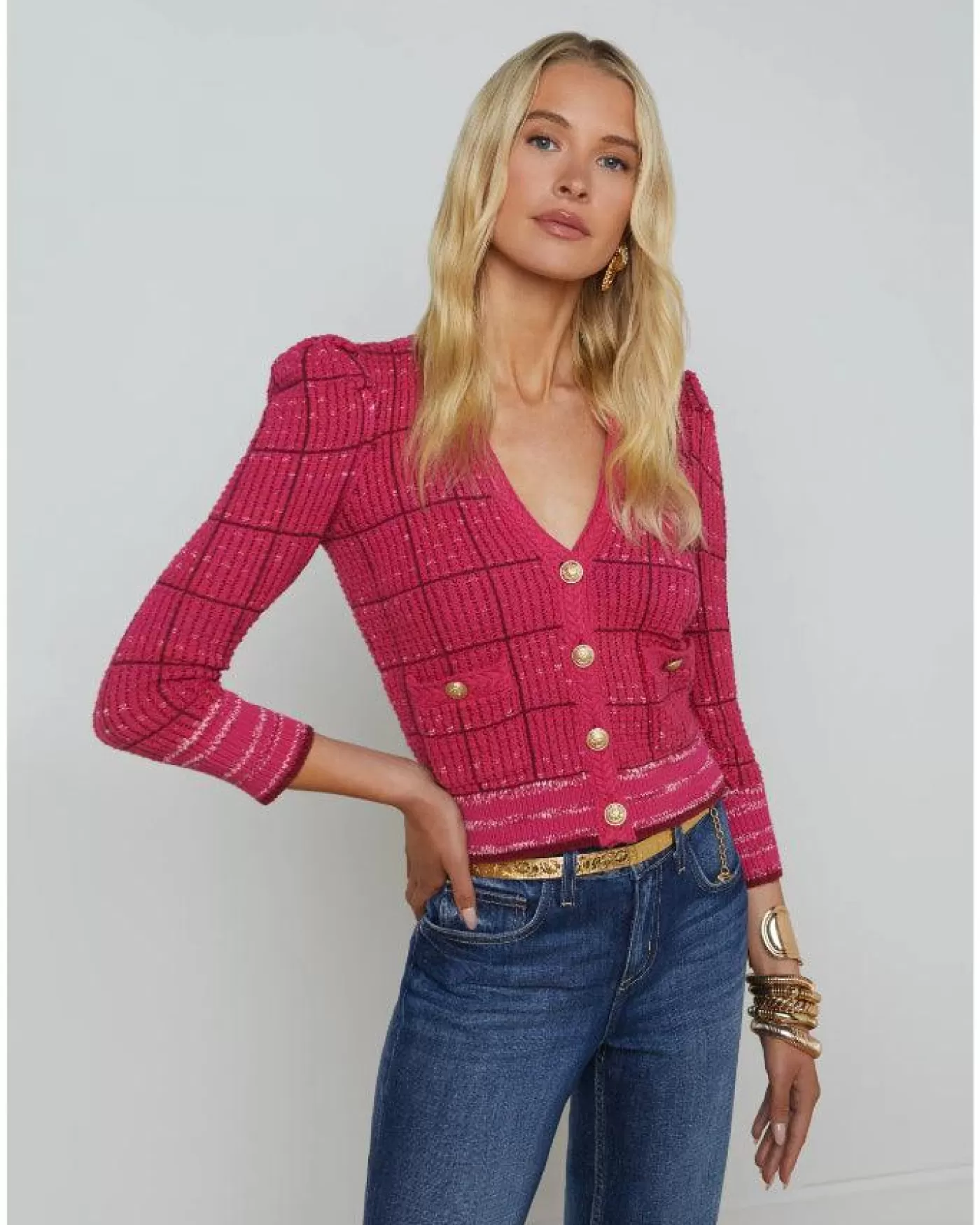 L'Agence Jenni Cardigan PinkMulti Flash Sale