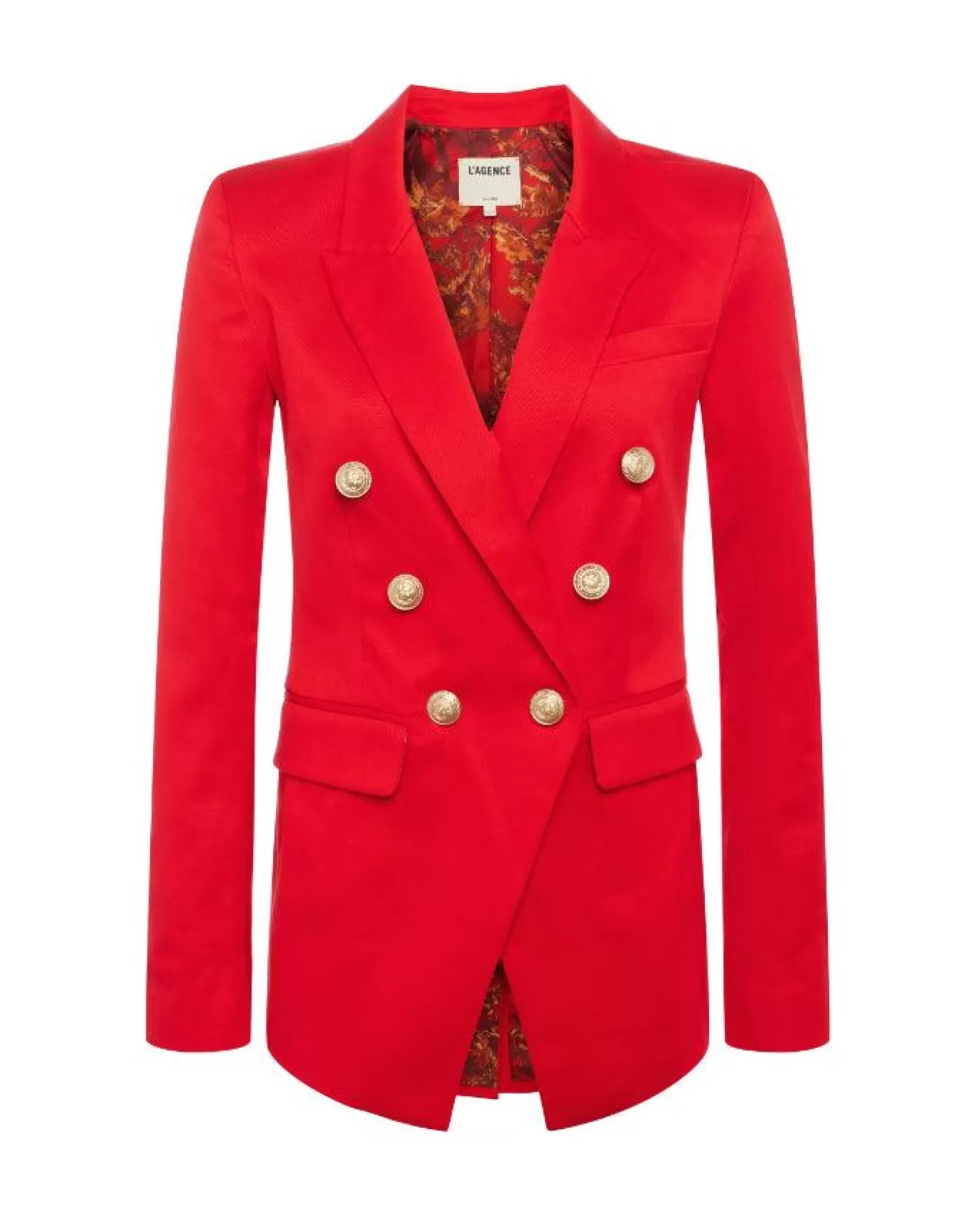 L'Agence Kendi Long Blazer HIGHRISKRED/TOILELINING Sale