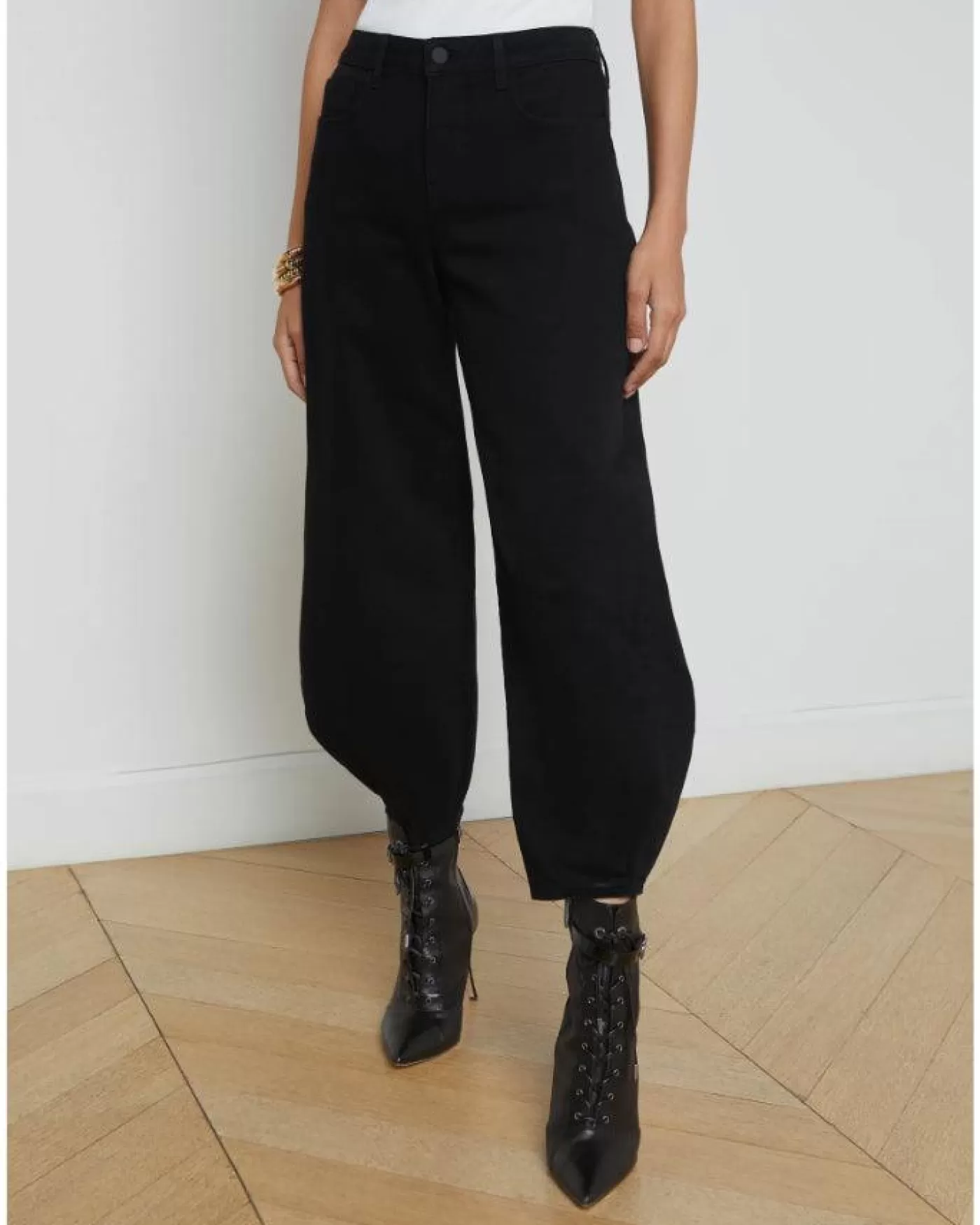 L'Agence Krista Tapered Jean SATURATEDBLACK Sale