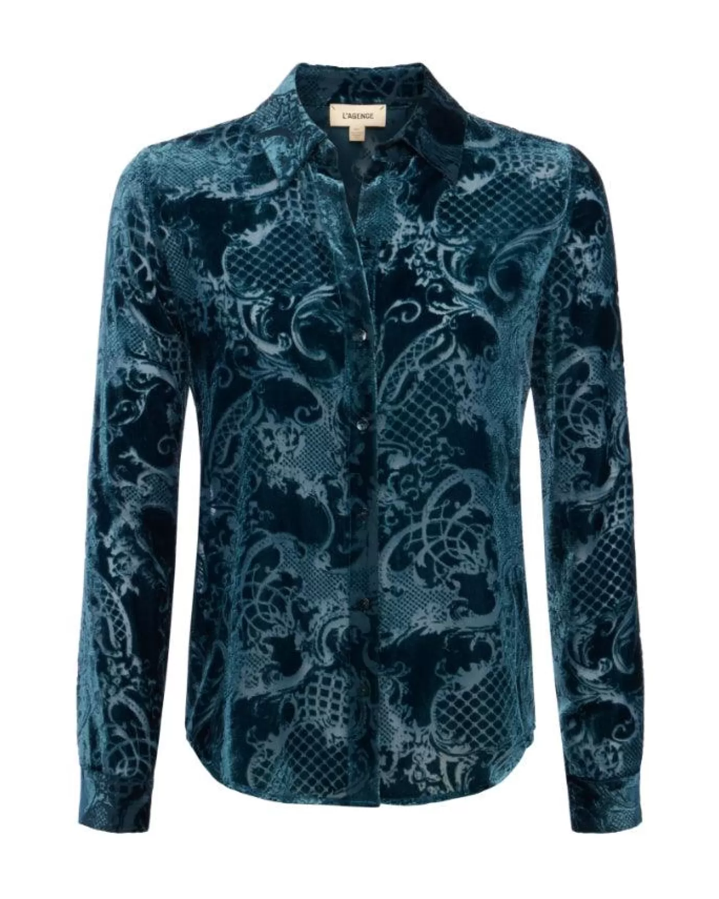 L'Agence Laurent Velvet Blouse DEEPTEALROCOCO Flash Sale