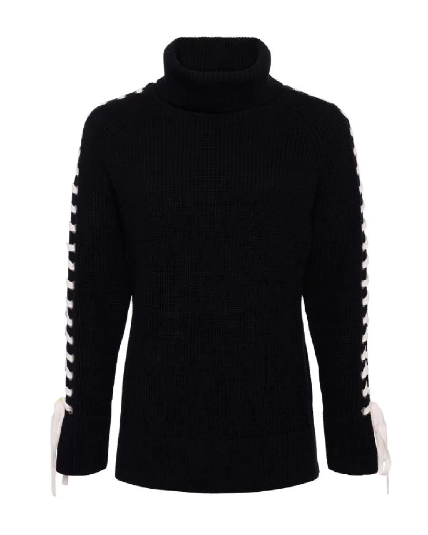 L'Agence Nola Lace Up Turtleneck BLACK/IVORY Hot