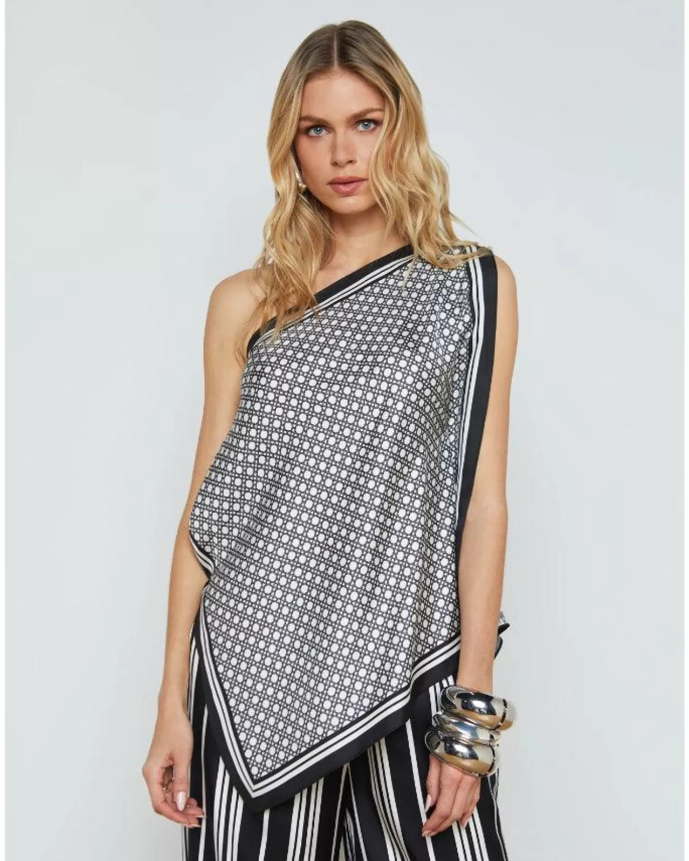 L'Agence Oskar Scarf Top BLACK/WHITEBAMBOORATTANGEOSCARF Best Sale