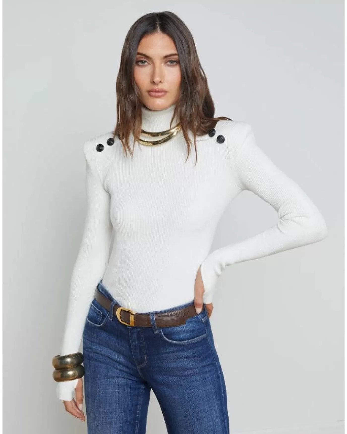 L'Agence Reeves Turtleneck IVORY/BLACK Fashion