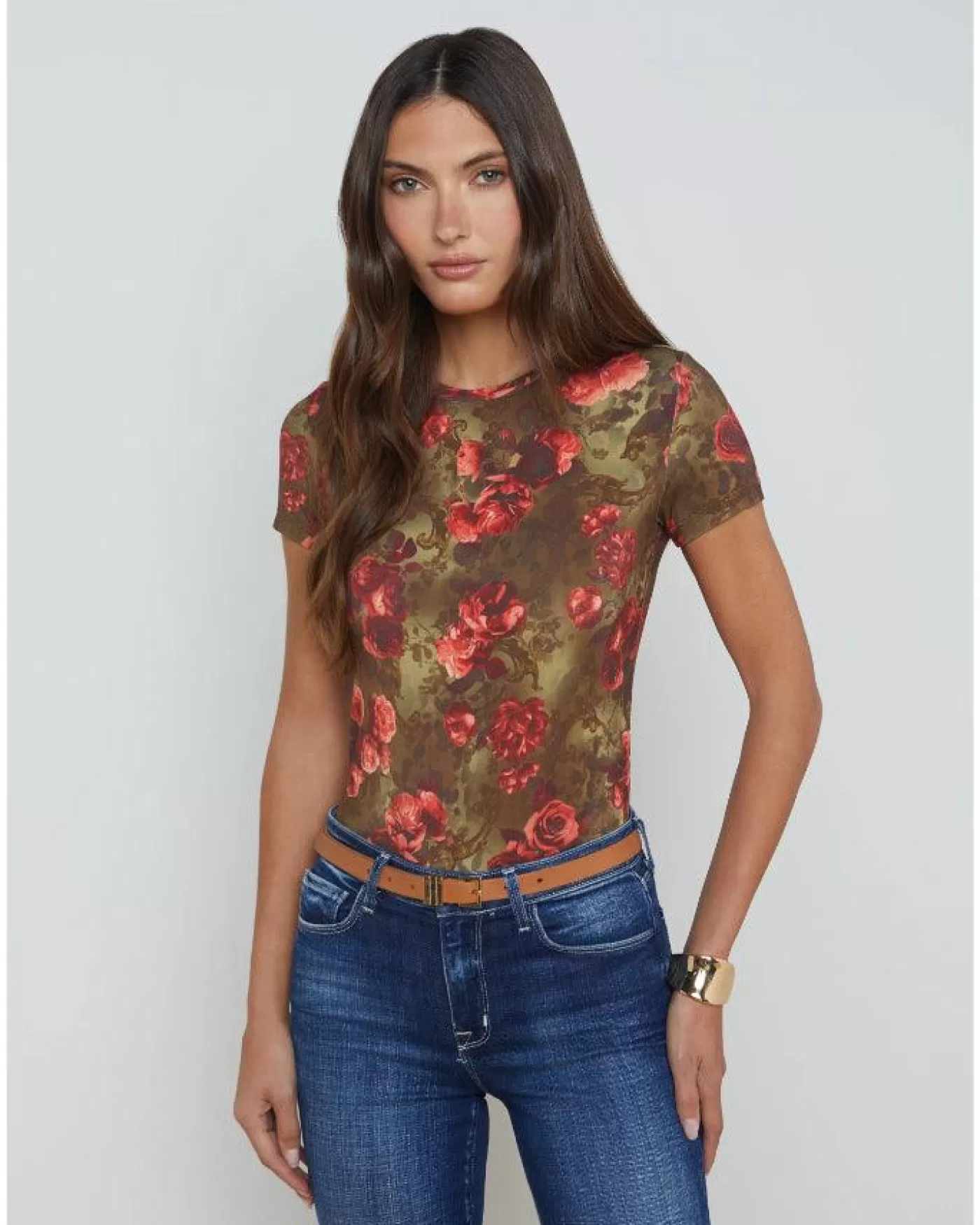 L'Agence Ressi Floral Cheetah Tee ARMY/PINKFLORALCHEETAH Shop
