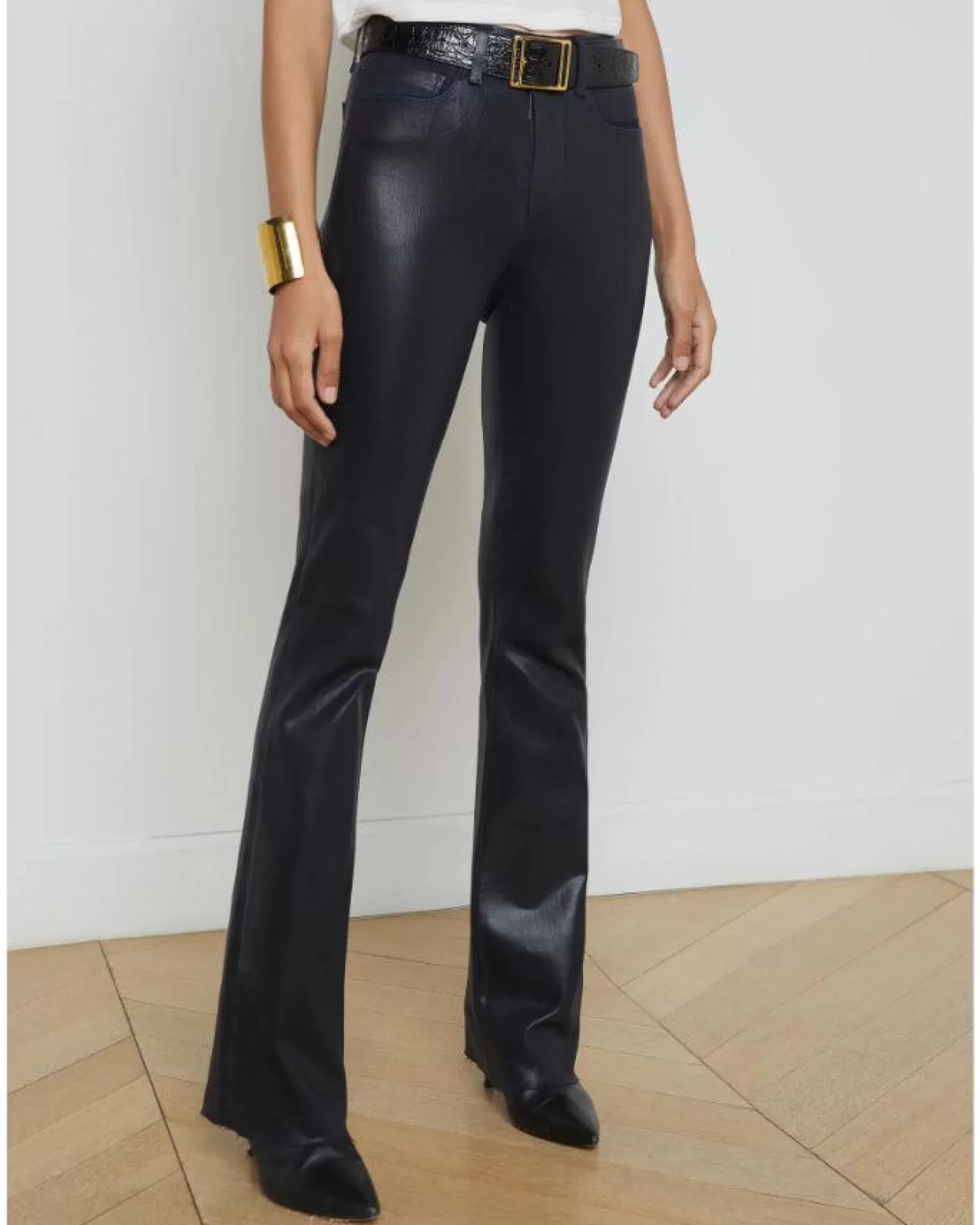 L'Agence Ruth Coated Straight Leg Jean METROCOATED Fashion