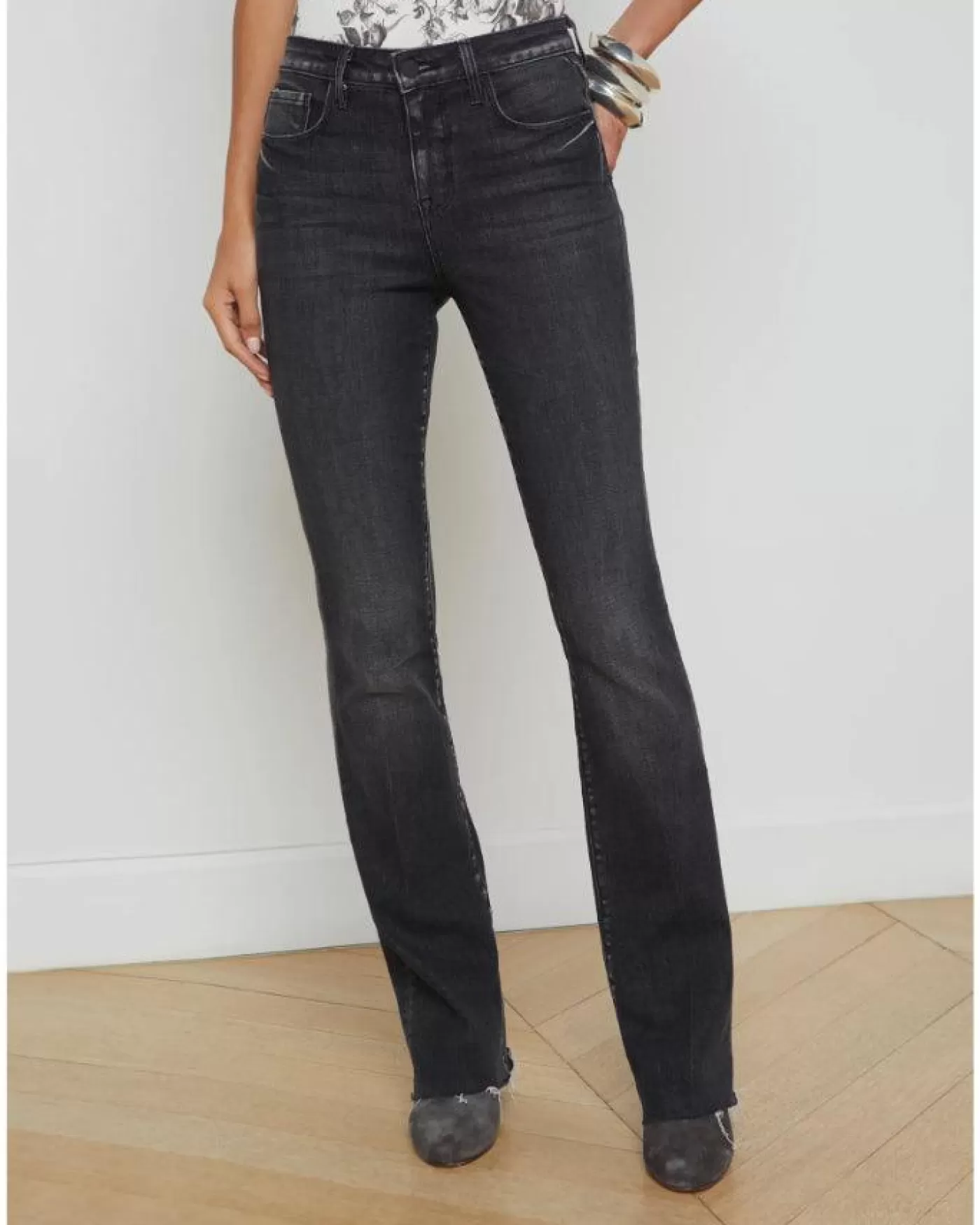 L'Agence Ruth Straight Leg Jeans OBSIDIAN Online