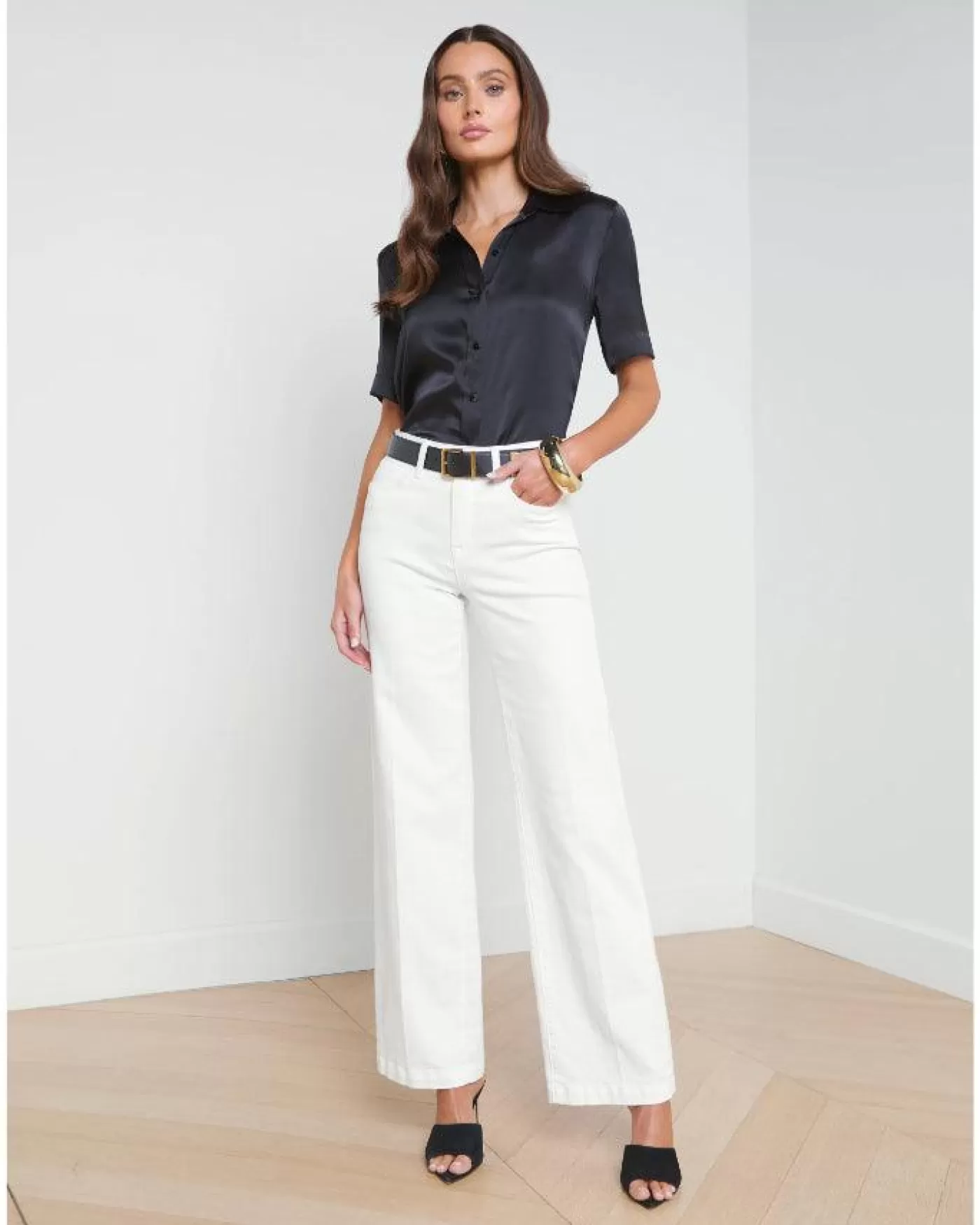 L'Agence Scottie Wide Leg Jean White Best Sale