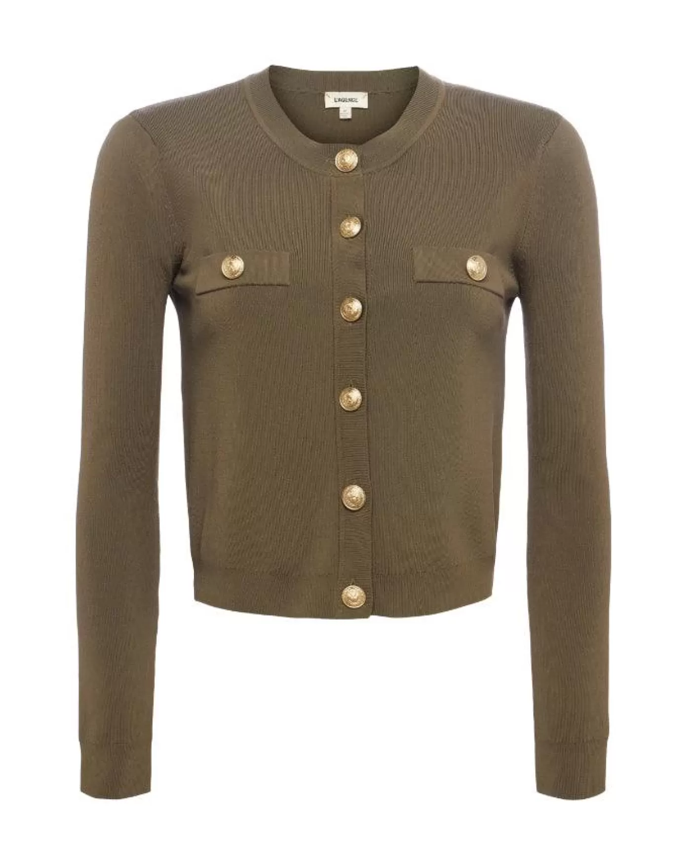 L'Agence Toulouse Crop Cardigan PINE/GOLD Outlet