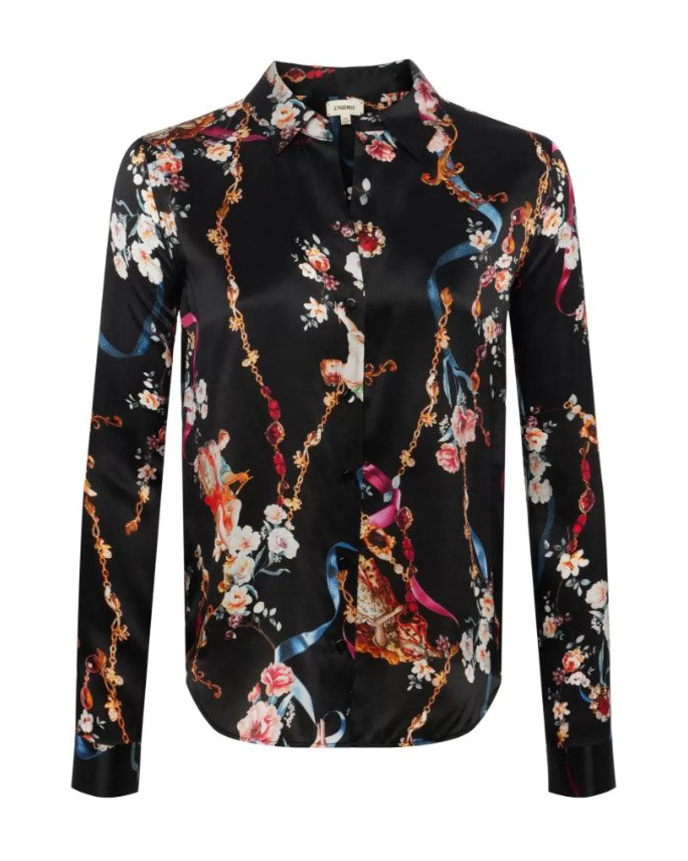L'Agence Tyler Rococo Angel Print Blouse BLACKMULTIROCOCOANGEL Clearance