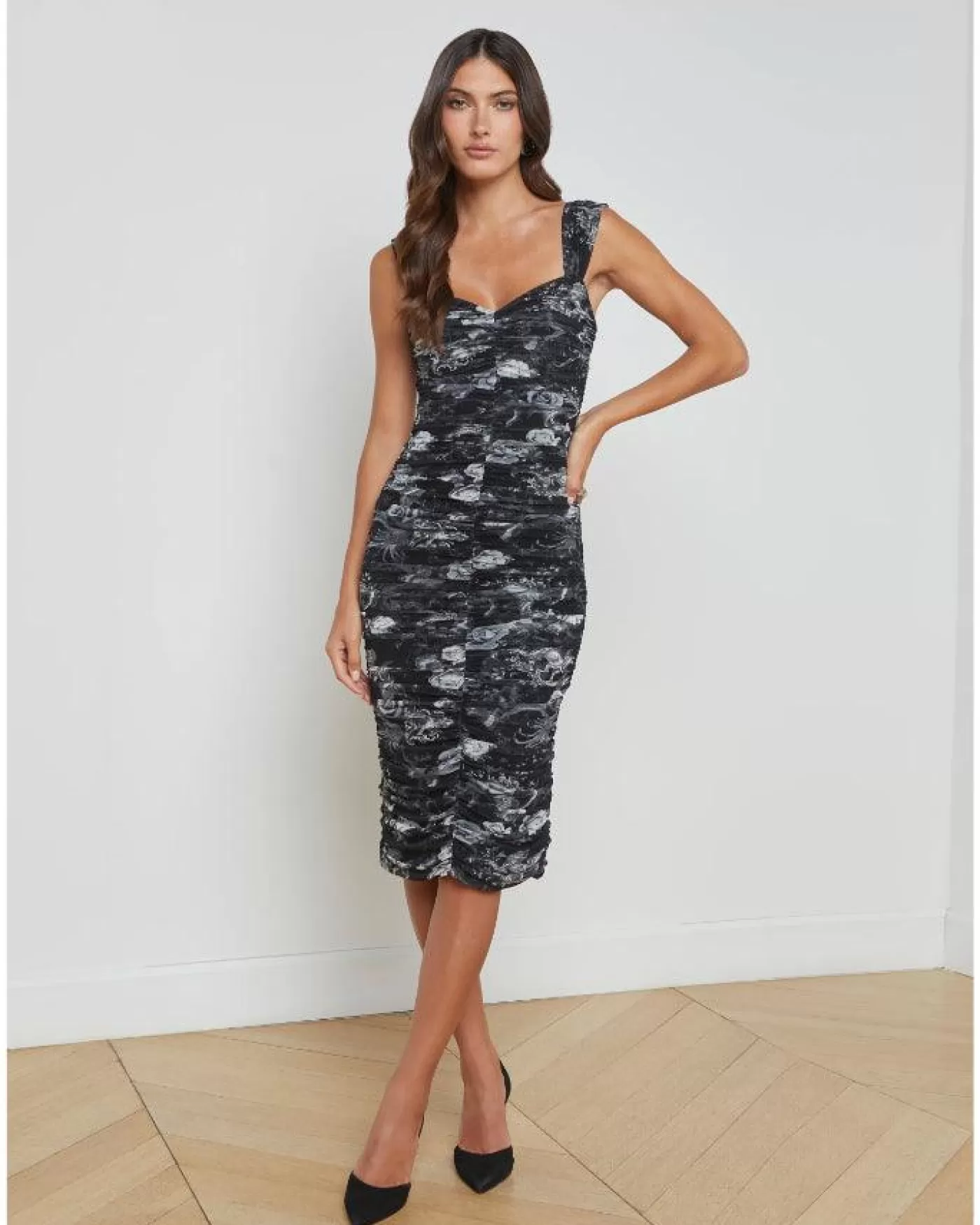 L'Agence Winslow Midi Dresss BLACKMULTIZODIAC Fashion