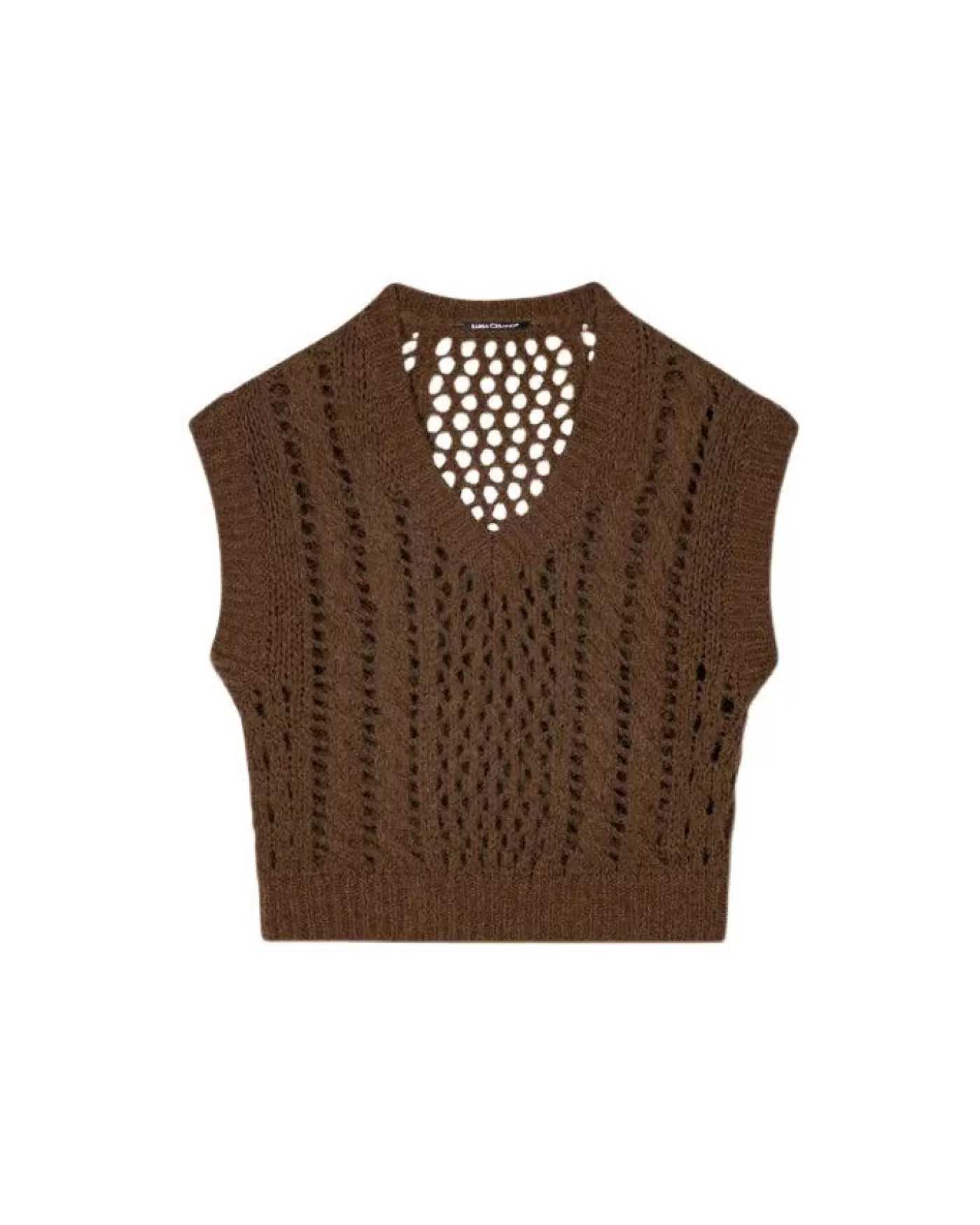 Luisa Cerano Alpaca Chunky Perforated Vest HAZELNUT Shop