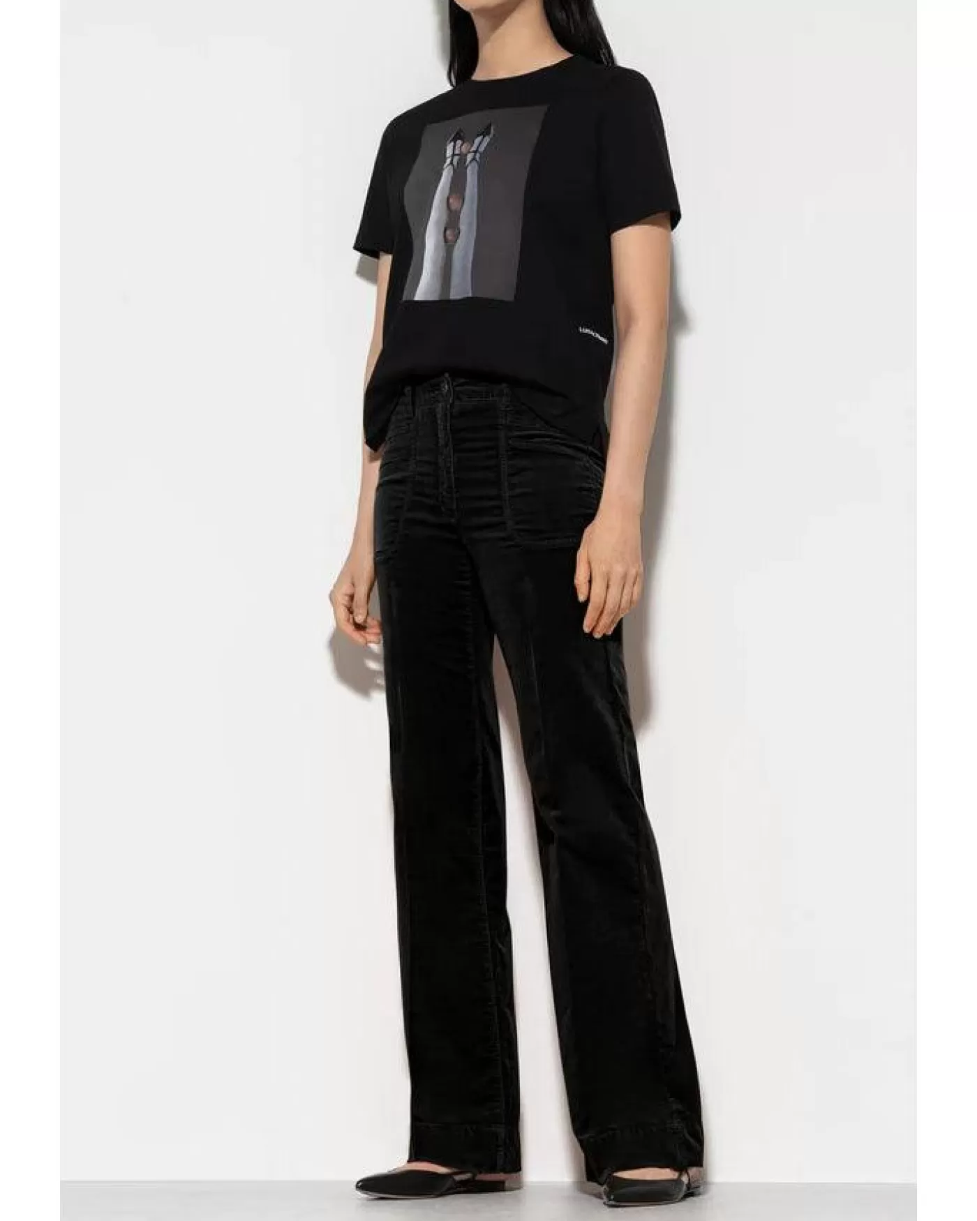 Luisa Cerano Velvet Flared Pants Black Flash Sale