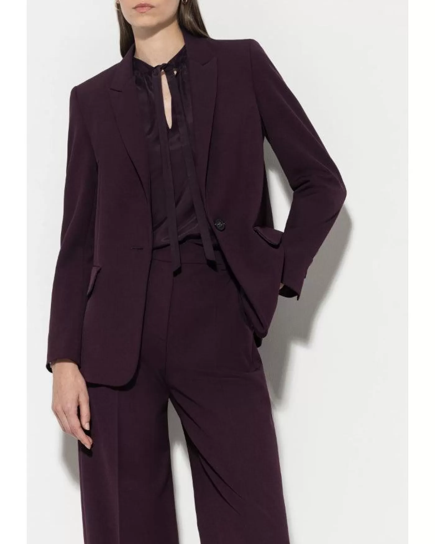 Luisa Cerano One Button Blazer BURGUNDY Outlet