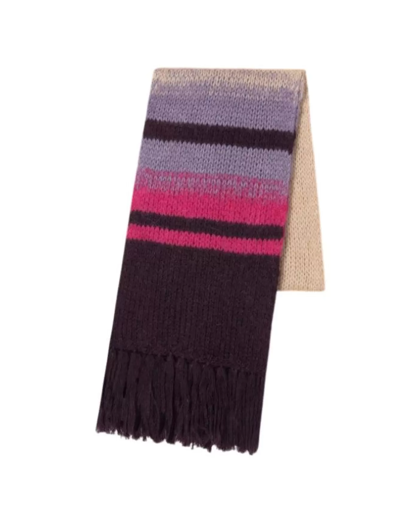 Luisa Cerano Fancy Stripe Alpaca Knit Scarf PURPLE Sale