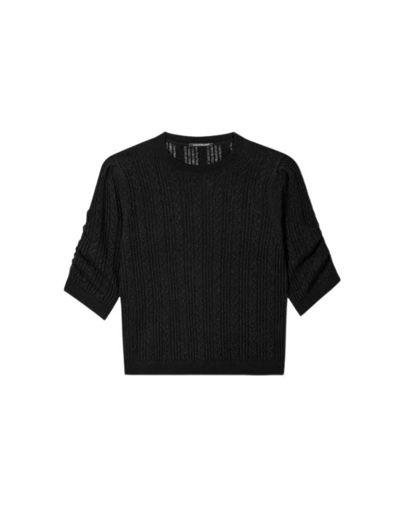 Luisa Cerano Fine Cable-Ajour Knit Sweater Black Best Sale