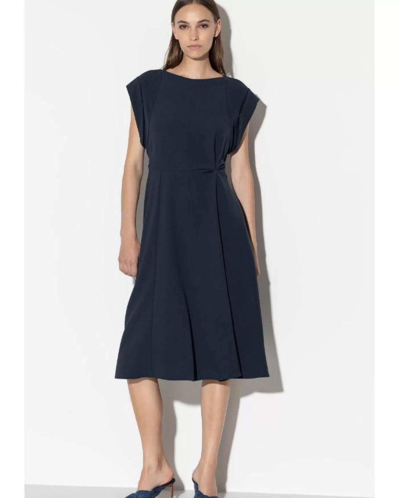 Luisa Cerano Fit and Flare Midi Dress DARKNAVY Cheap