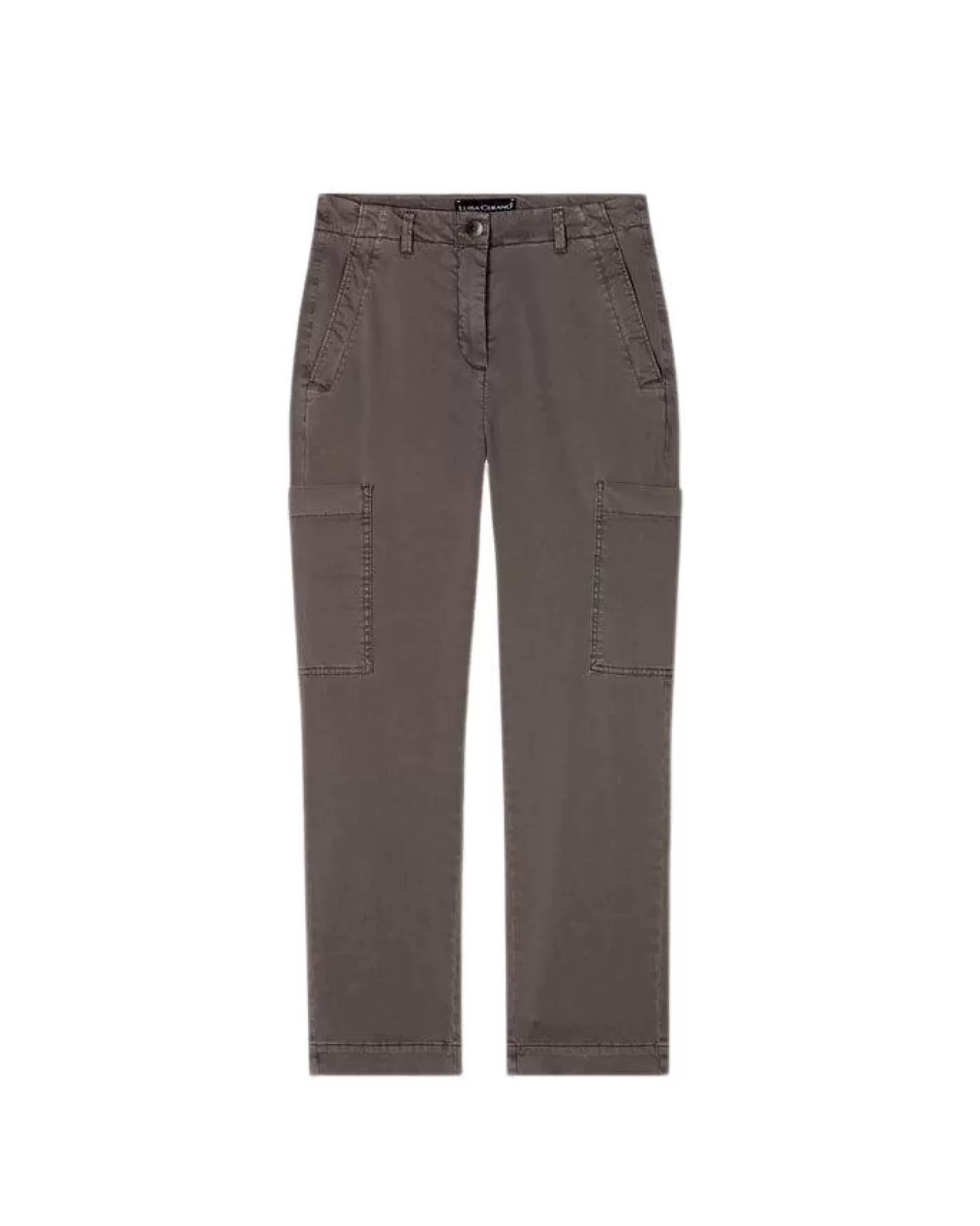 Luisa Cerano High Stretch Tappered Denim Cargo Pant TAUPE Clearance