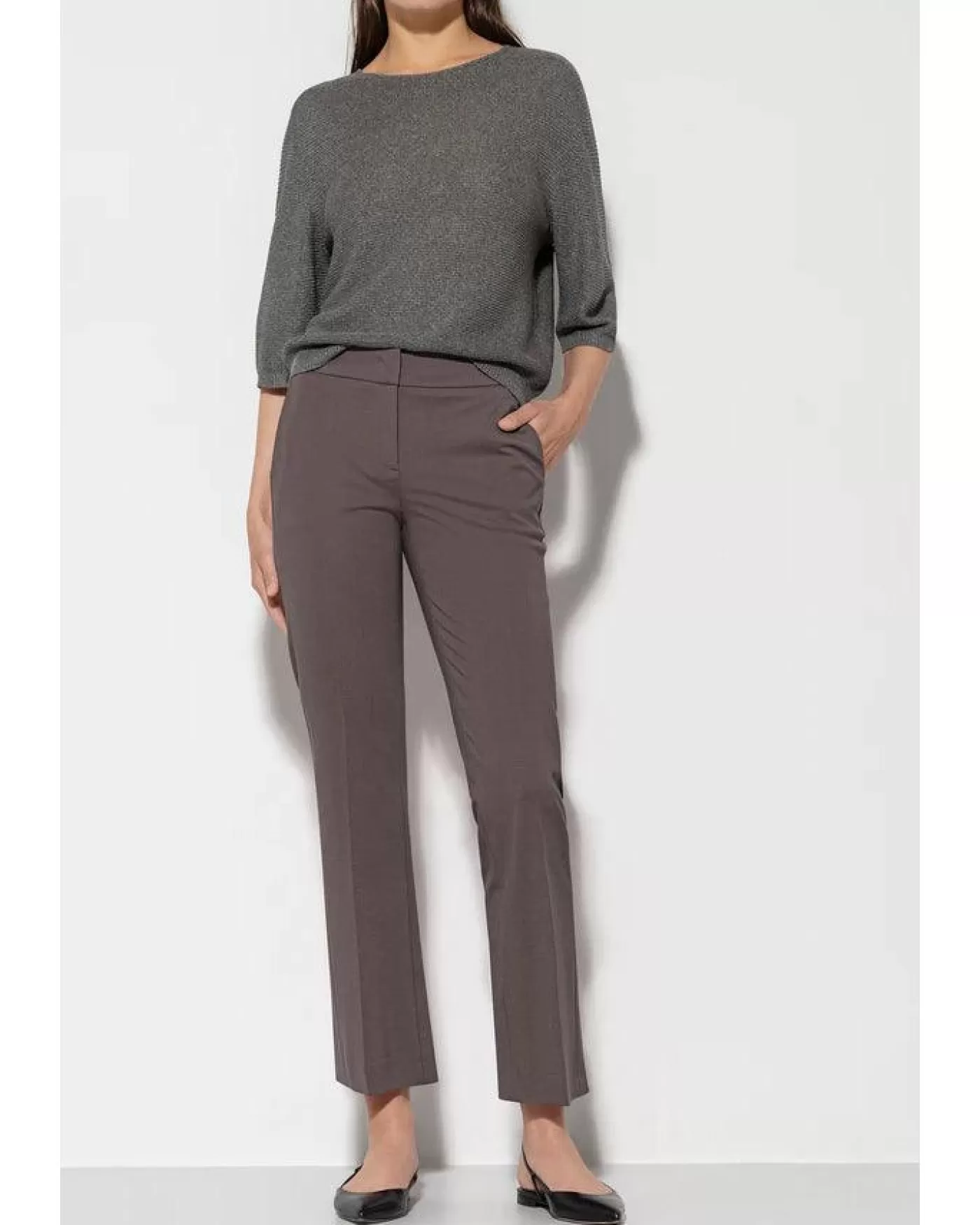 Luisa Cerano Punto Milano Baby Flare Pant TAUPE Discount