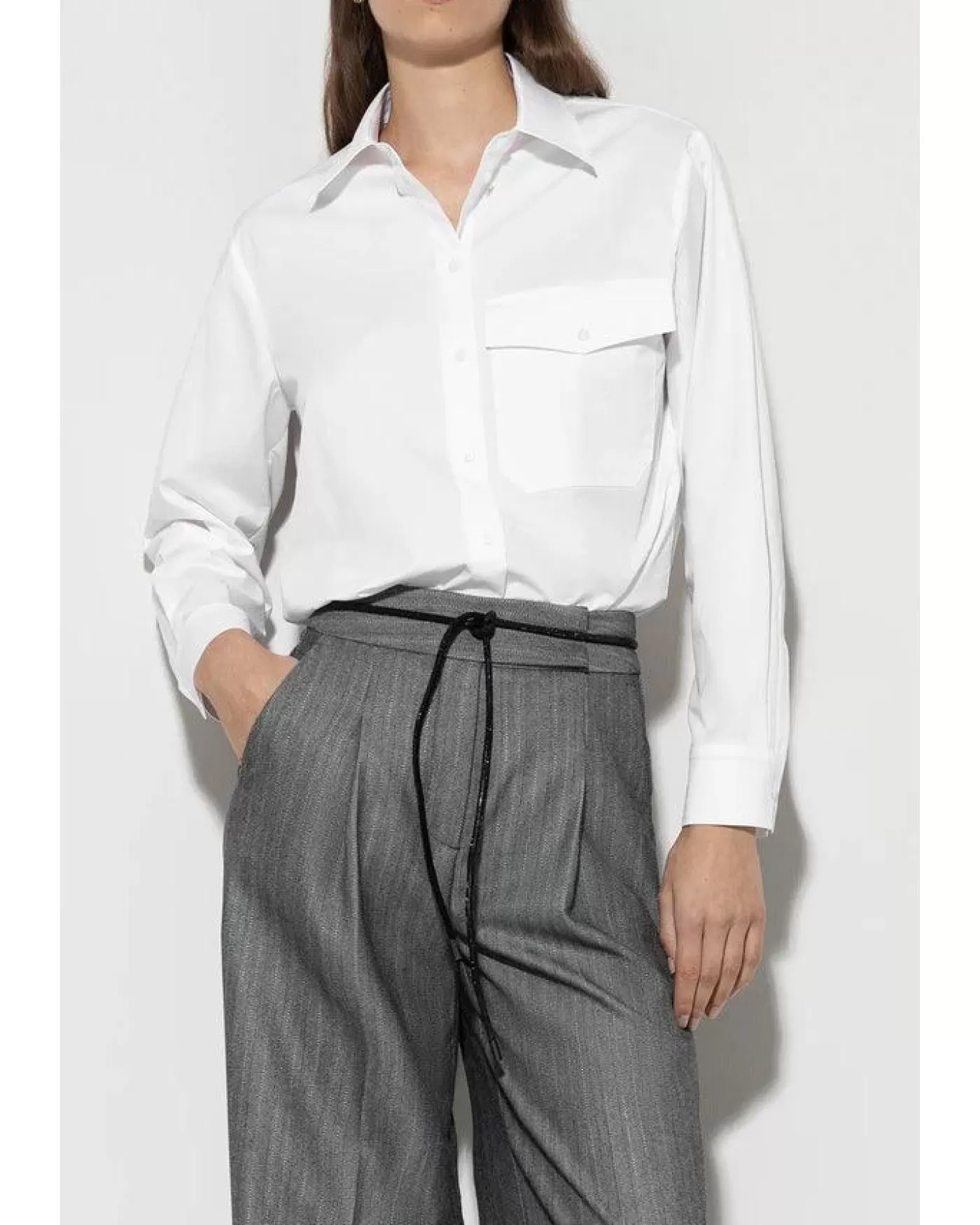 Luisa Cerano Removable Tie Cotton Shirt White Cheap