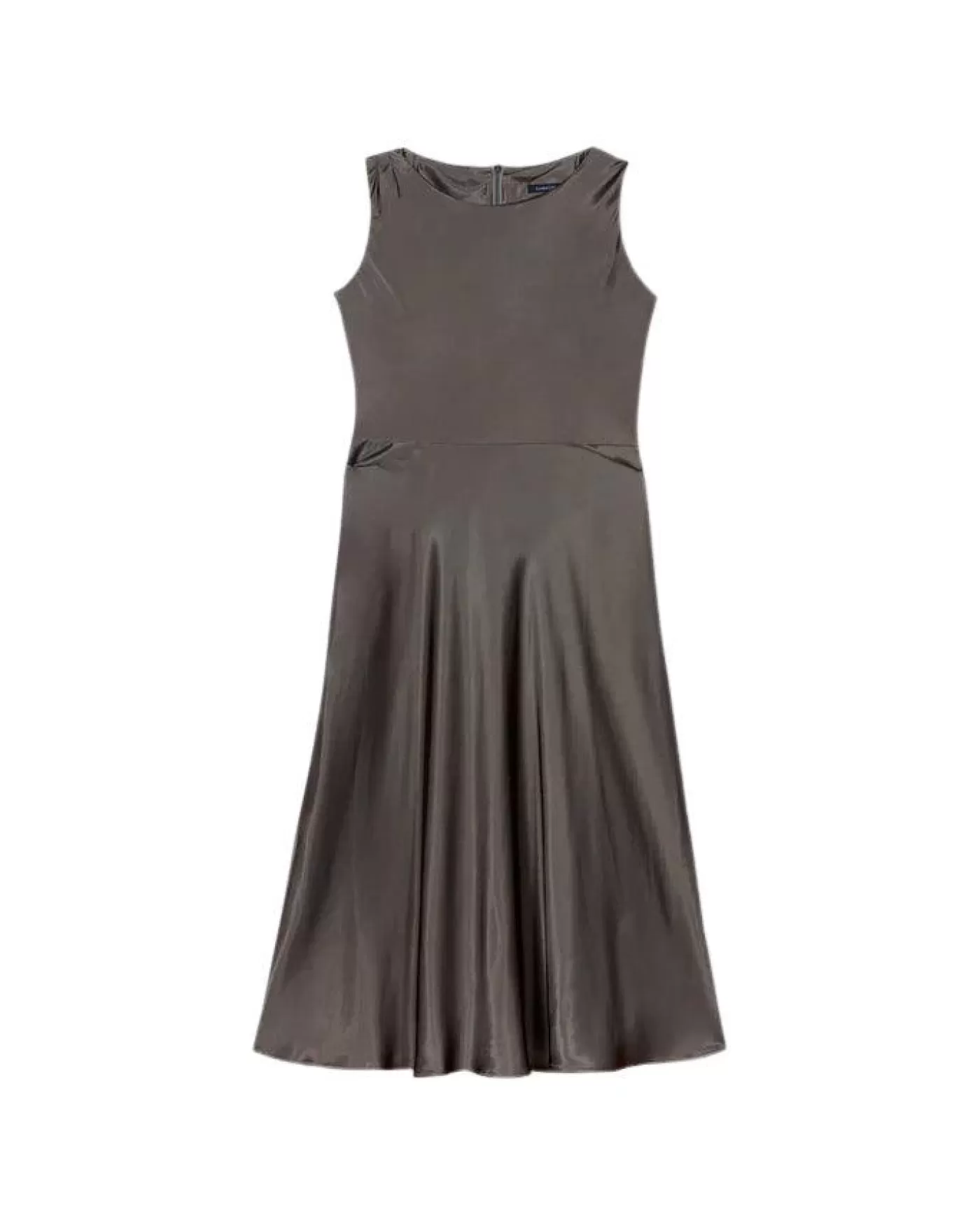Luisa Cerano Shiny Satin Sleeveless Midi Dress TAUPE Discount