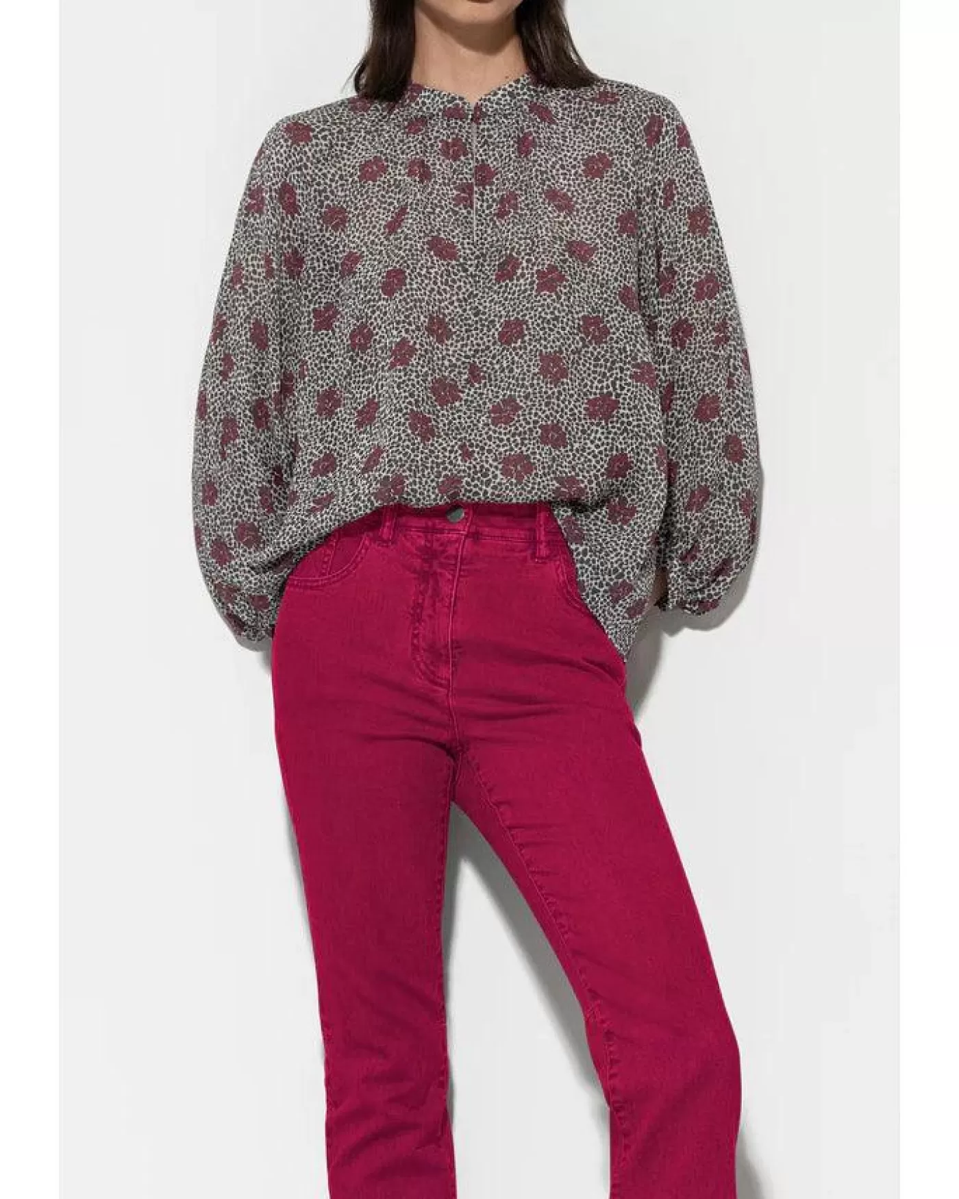 Luisa Cerano Spotted Floral Blouse PRINT Flash Sale