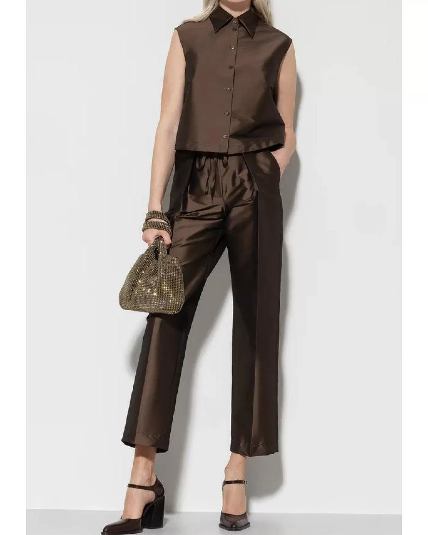 Luisa Cerano Taffeta Jogging Pant NOUGAT Hot