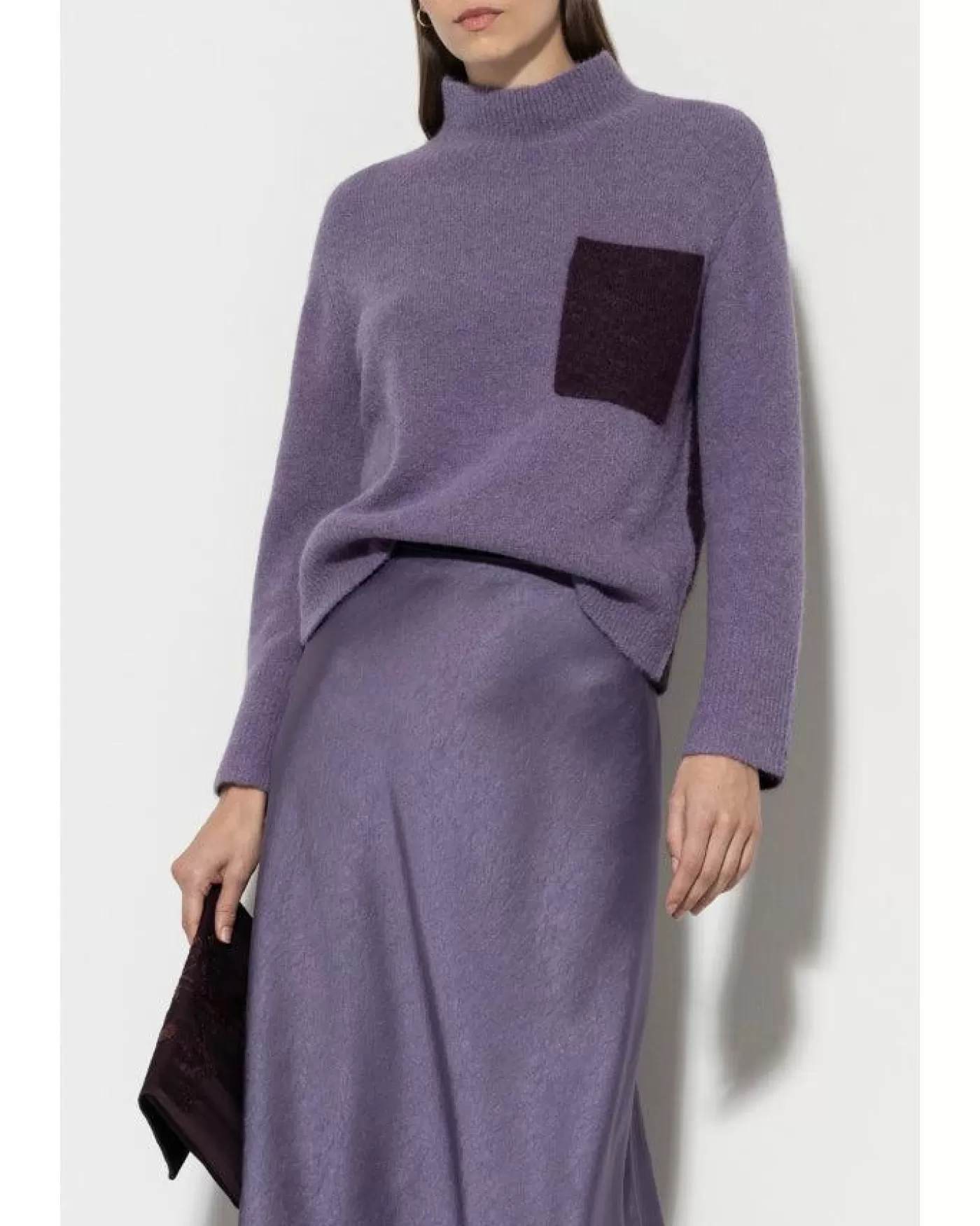 Luisa Cerano Two Tone Alpaca Knit Sweater PURPLE Cheap