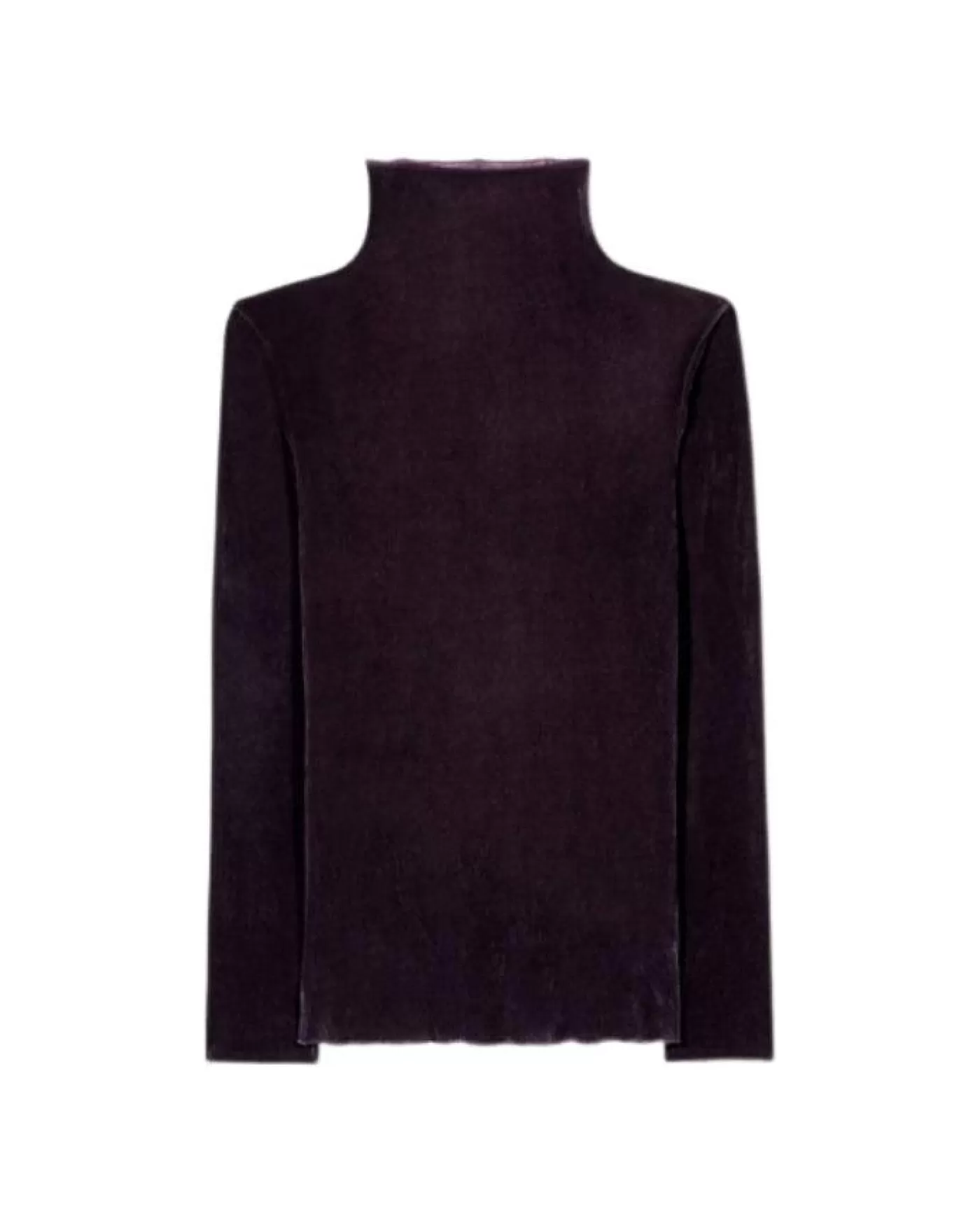 Luisa Cerano Velvet Look Mesh Turtleneck BURGUNDY Cheap