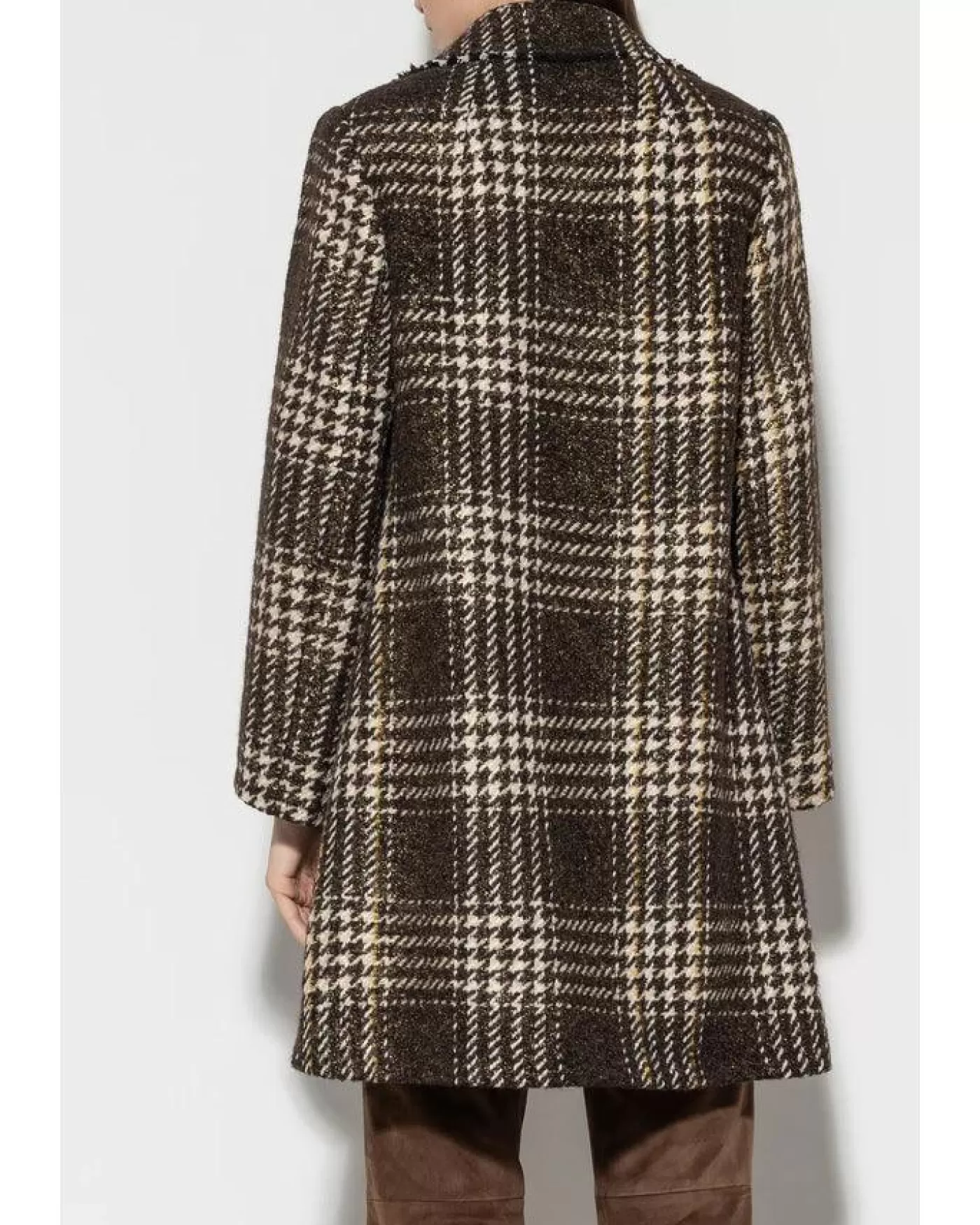 Luisa Cerano Vintage Check Coat BrownMulti Clearance