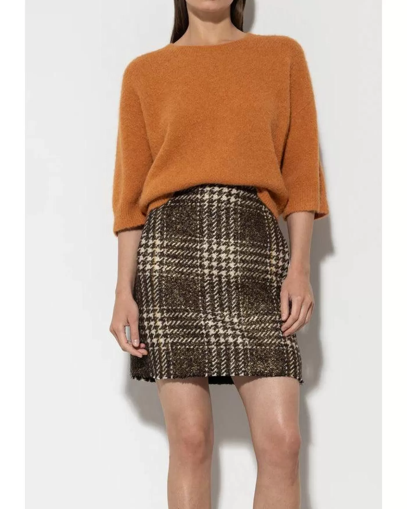 Luisa Cerano Vintage Check Mini Skirt BrownMulti Clearance