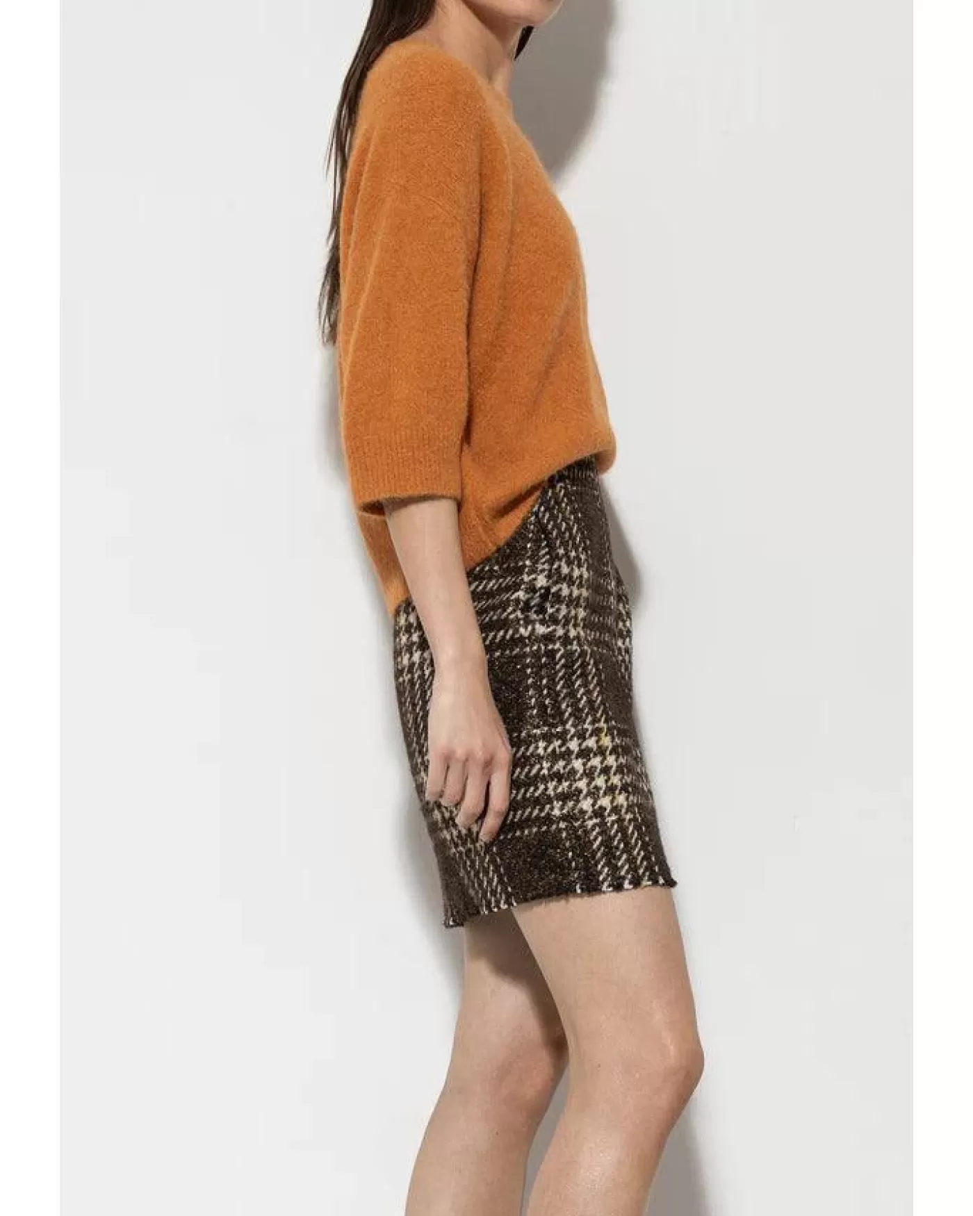 Luisa Cerano Vintage Check Mini Skirt BrownMulti Clearance