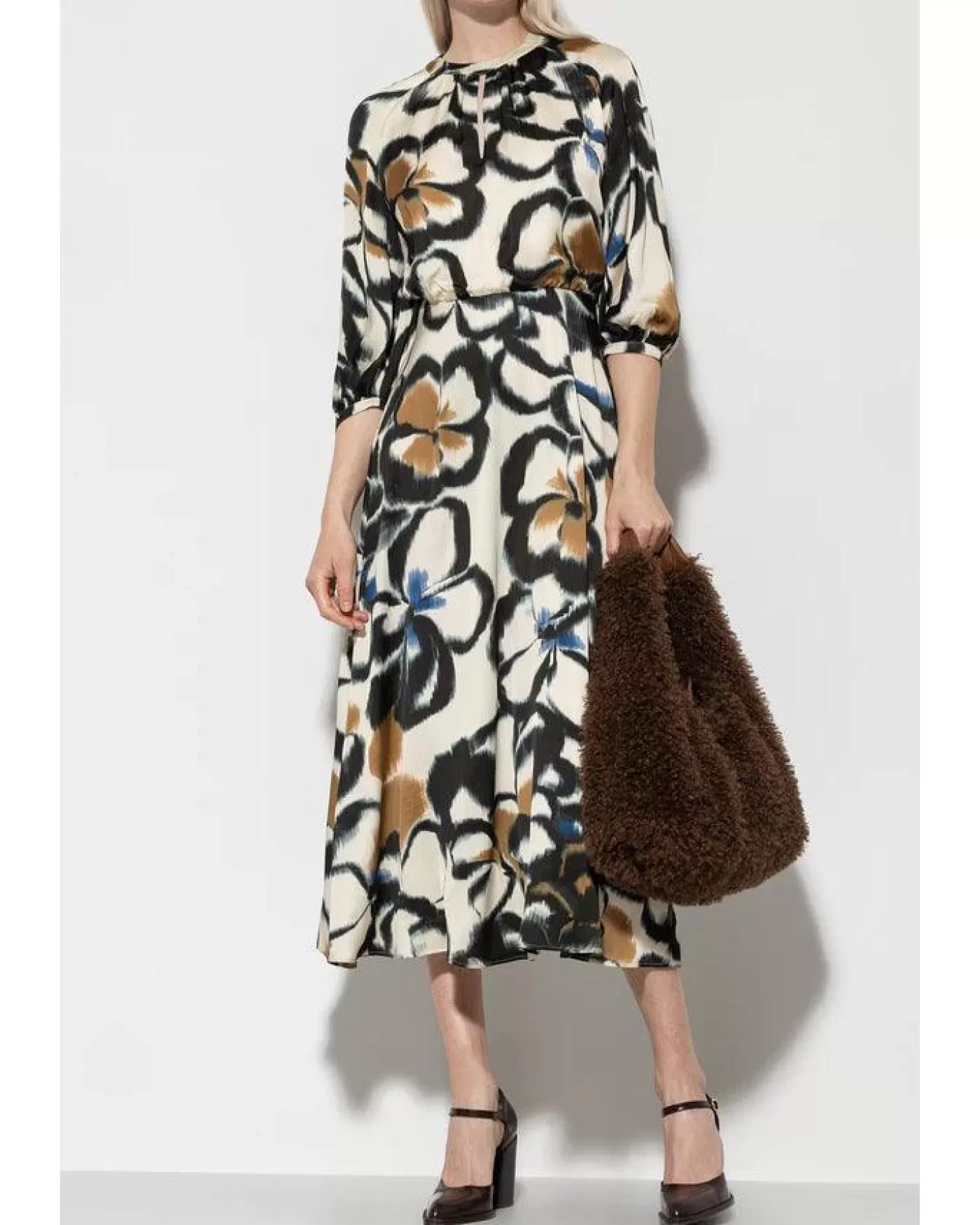 Luisa Cerano Washed Out Floral Midi Dress MULTI Clearance