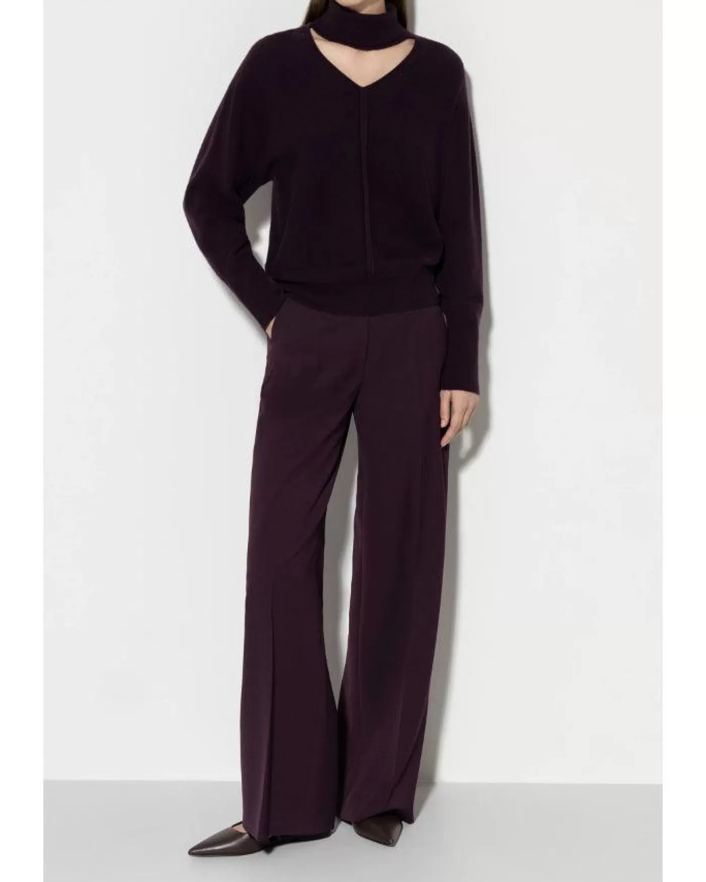 Luisa Cerano Wide Leg Full Length Dress Pants BURGUNDY Clearance